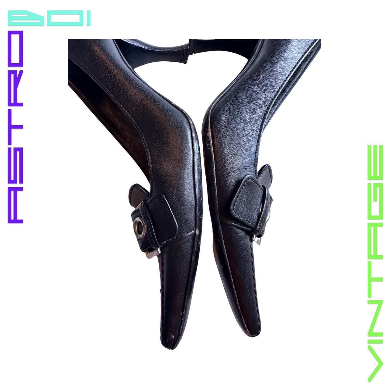 VINTAGE PRADA SQUARE BUCKLE LEATHER PUMPS