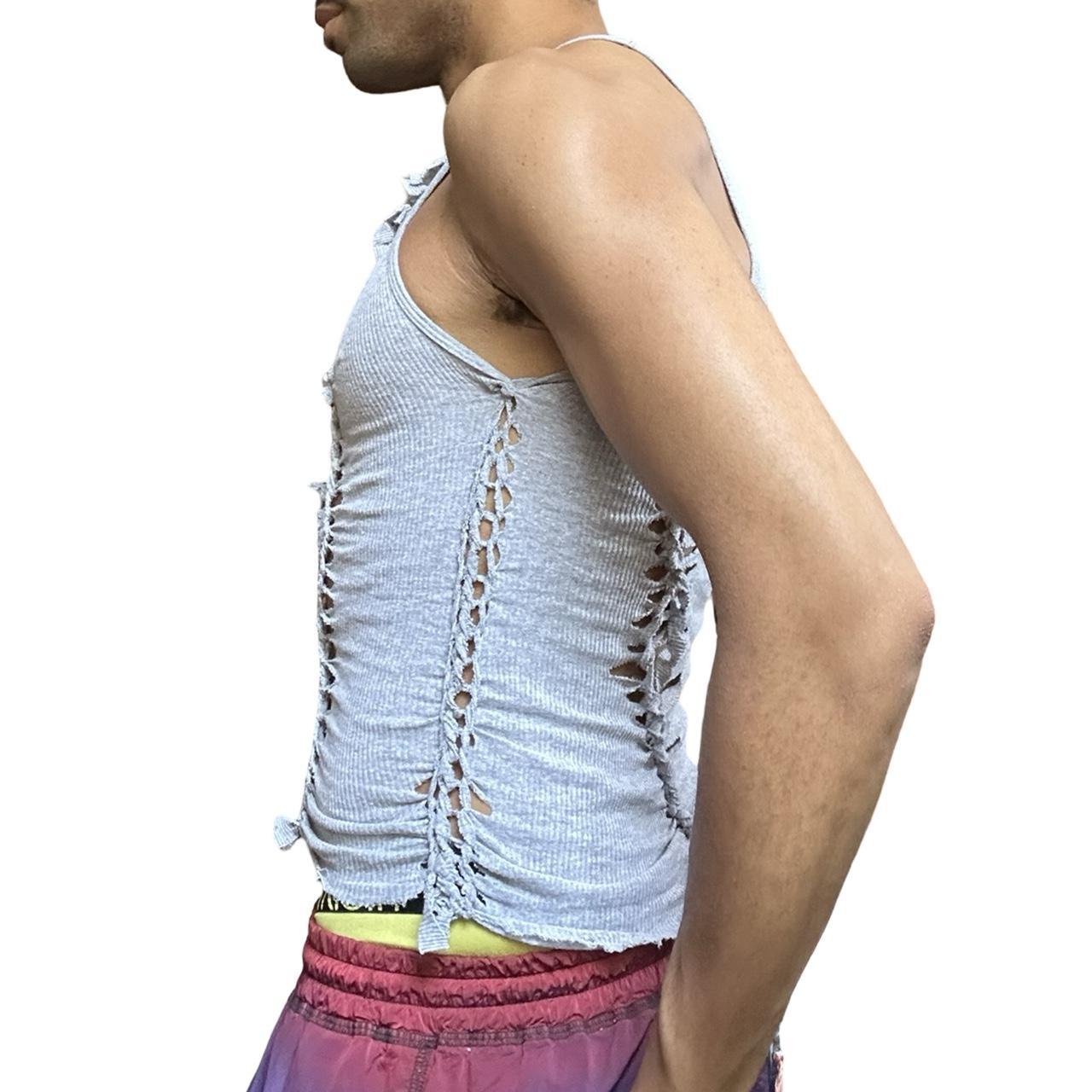 ASTROBOI* 'Jude' Gray Knotted Twist Braided Tank Top – left