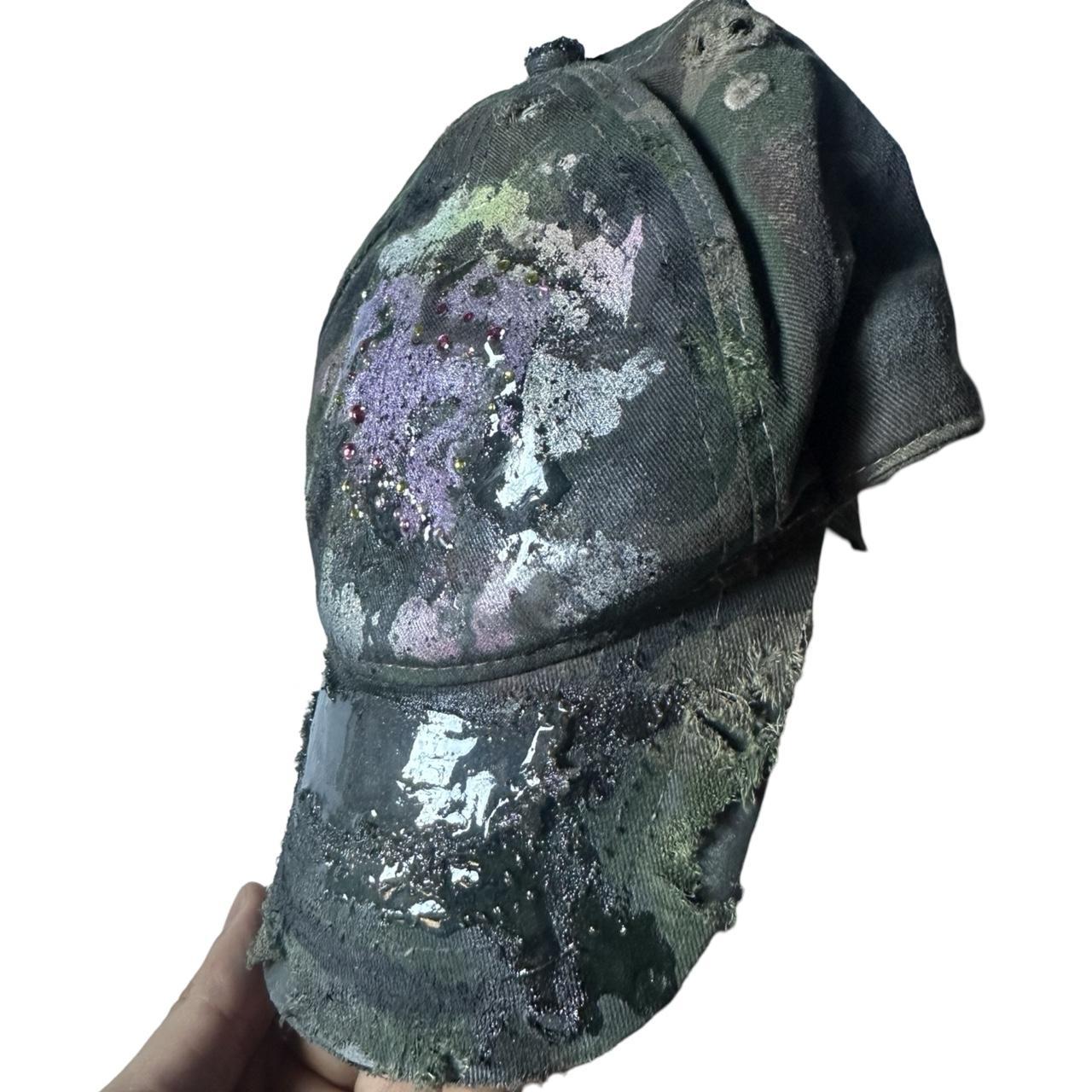ASTROBOI* 'Lavender Stardust' Distressed Green Camouflage Rhinestone Hat