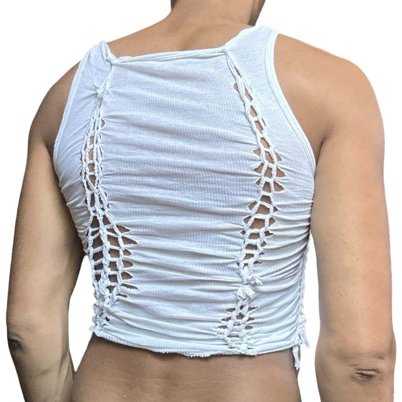 ASTROBOI* 'Blanc' White Braided Twist Tank Top - back