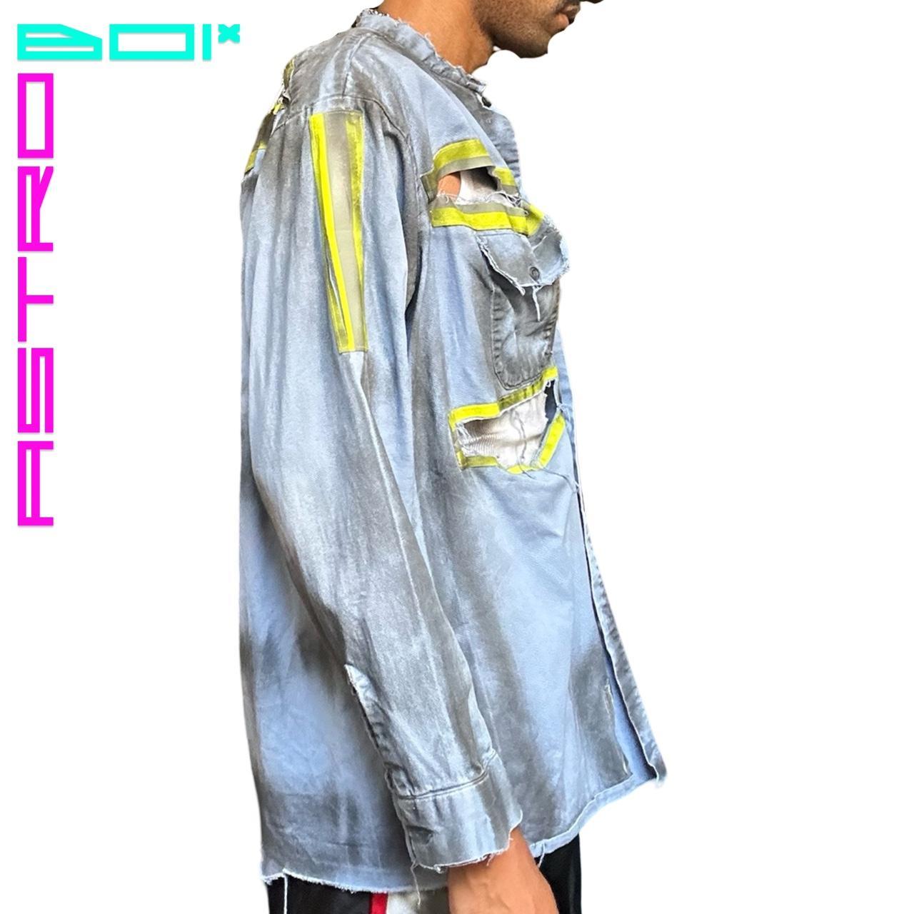 ASTROBOI* DECONSTRUCTED BLUE HIGH VIS CONSTRUCTION π§ SHIRT _ XL