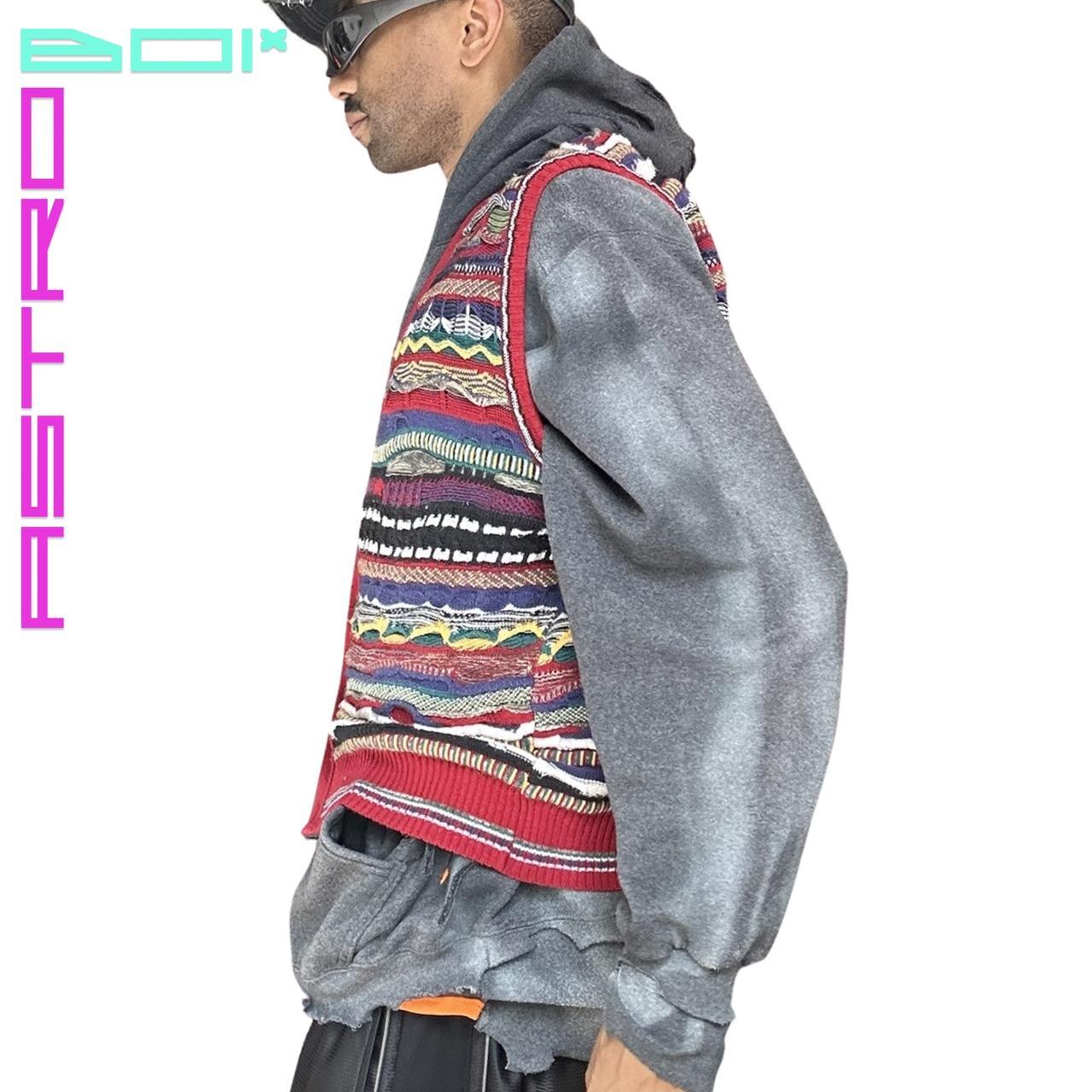 Vintage Florence Tricot Men's Red Coogi Patterned Funky Cardigan Sweater Vest - XL