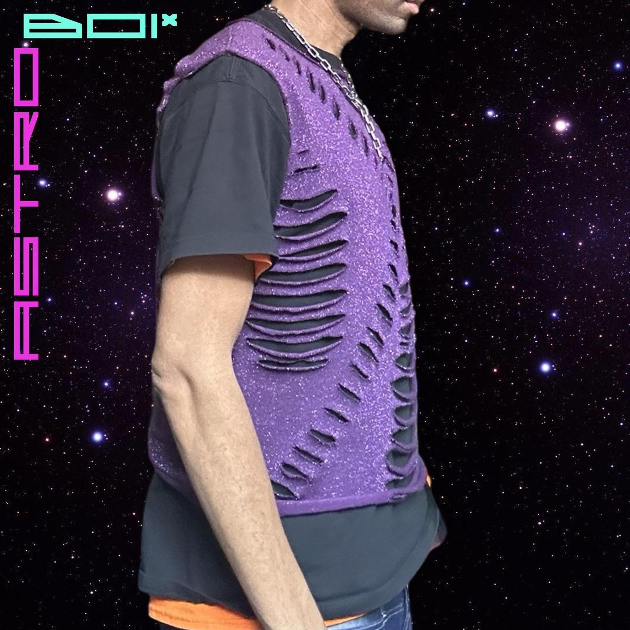 ASTROBOI* X Marks The Spot Purple Lurex Knit T-Shirt - XL