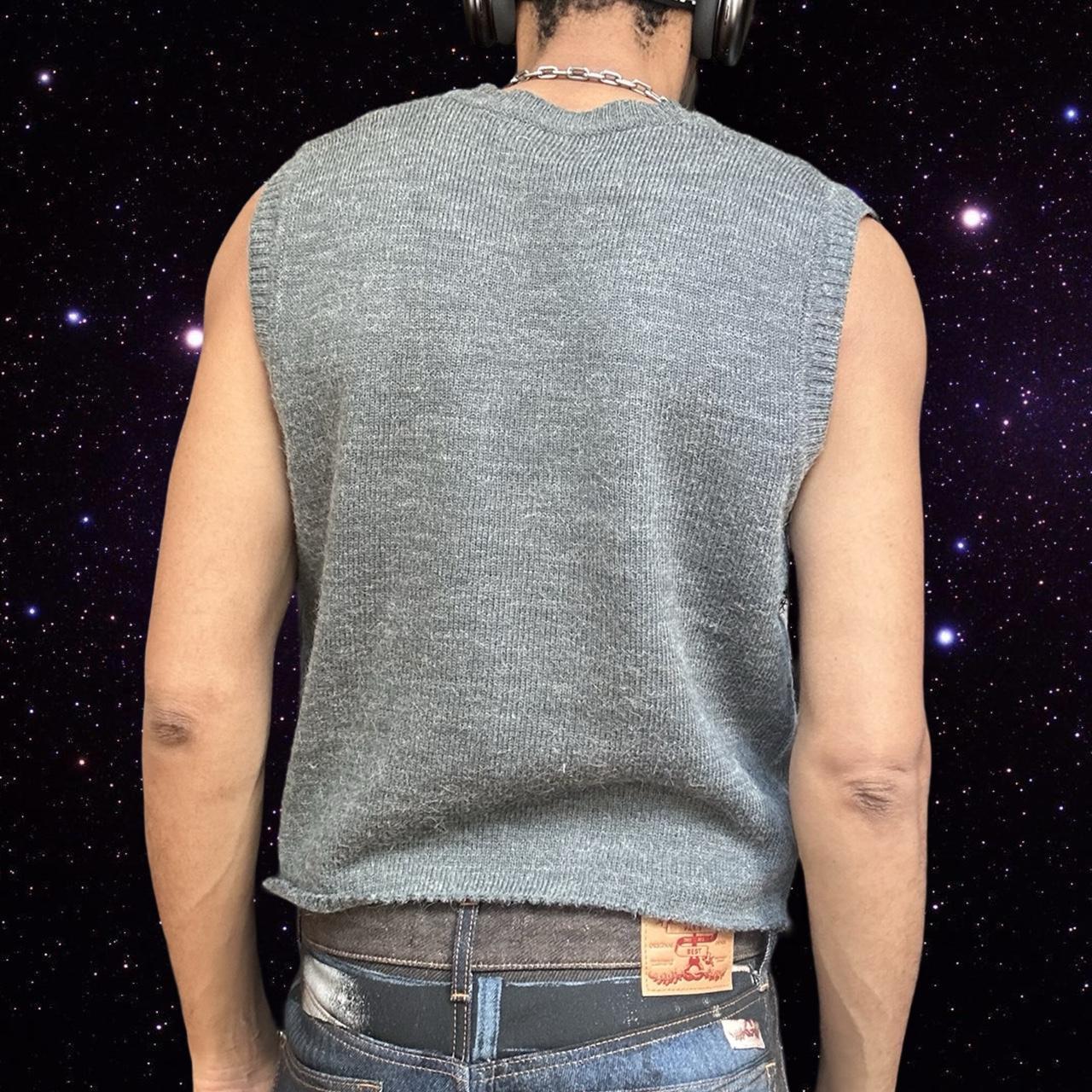 ASTROBOI* Gray Cropped Argyle Sweater Vest - back