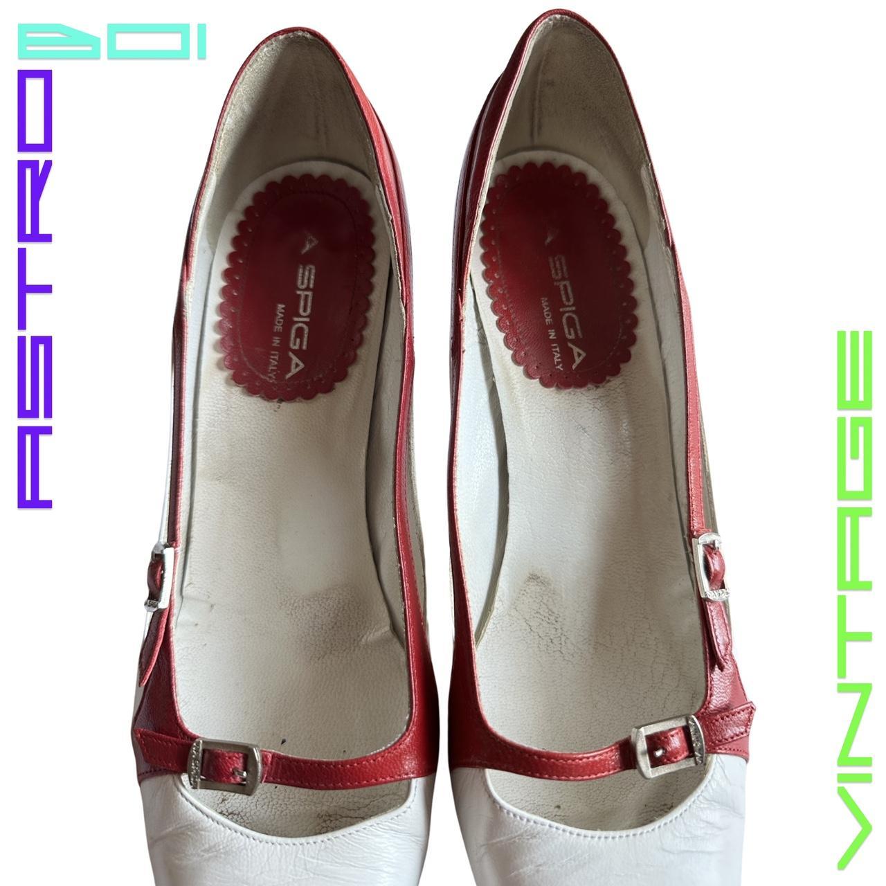 VIA SPIGA RED AND WHITE Y2K HEELS _ 8.5