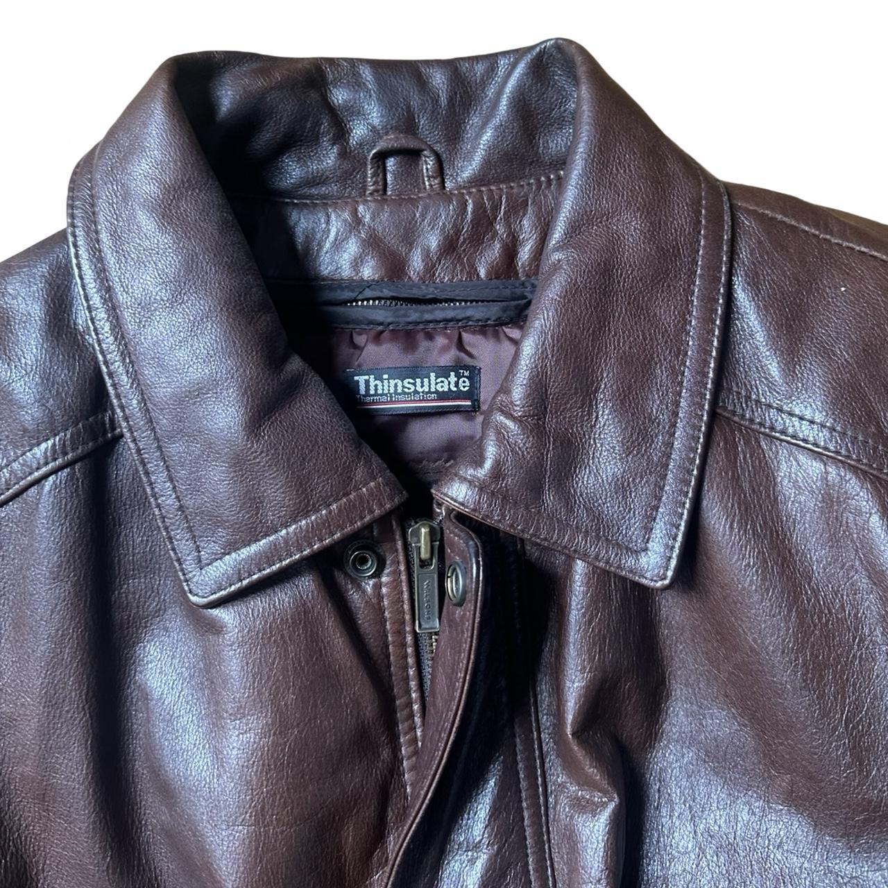 Wilson's Leather Brown Retro Bomber Jacket - Medium, flat collar