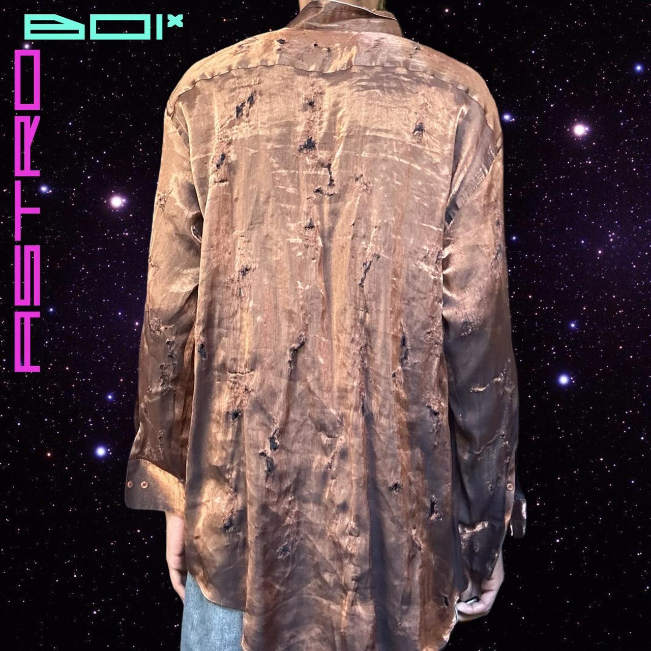 ASTROBOI* BRONZE DISTRESSED BUTTON UP SHIRT _ XXL
