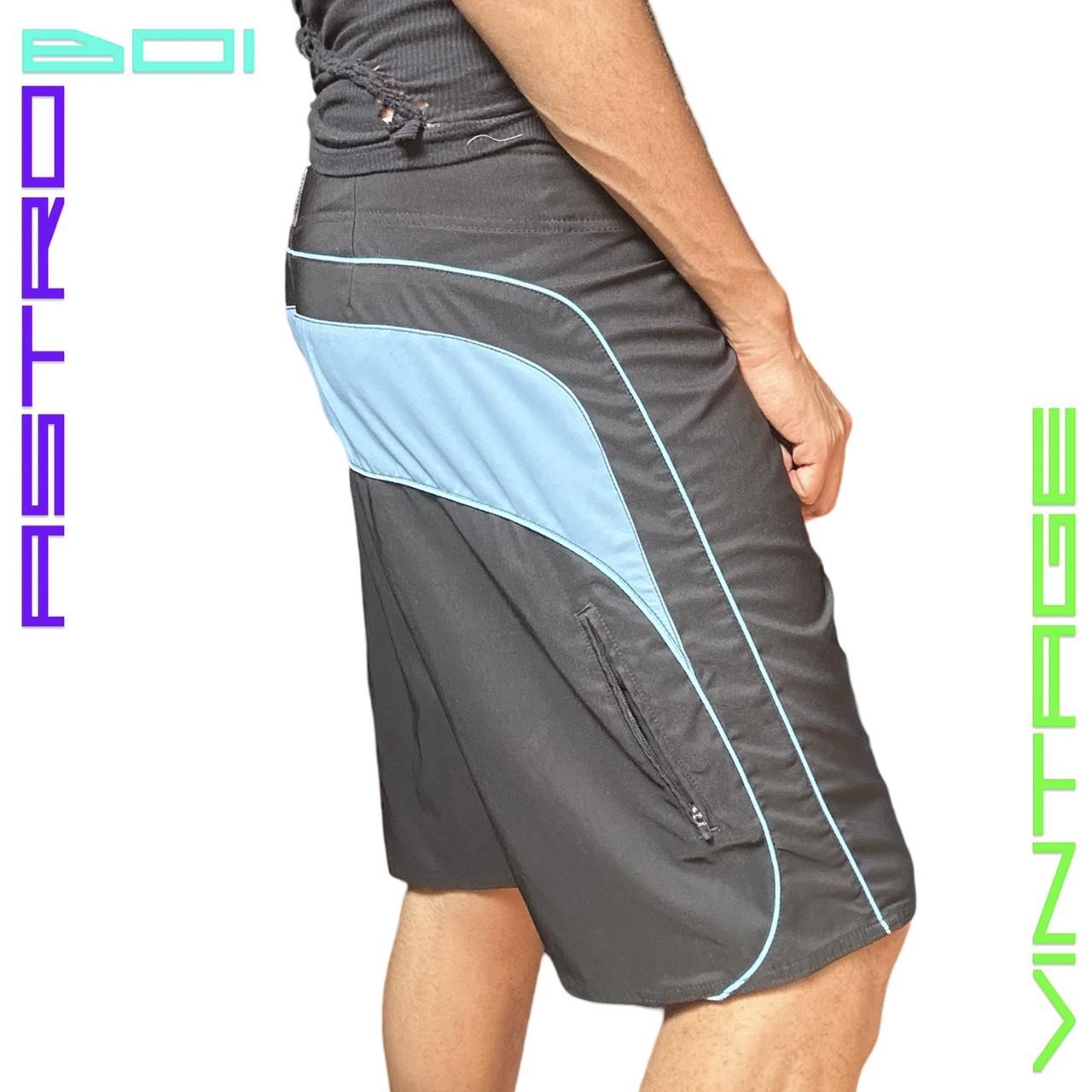 O'NEILL BLACK SURFER BOARD SWIM SHORTS WITH BABY BLUE COLOR BLOCKING _ XL