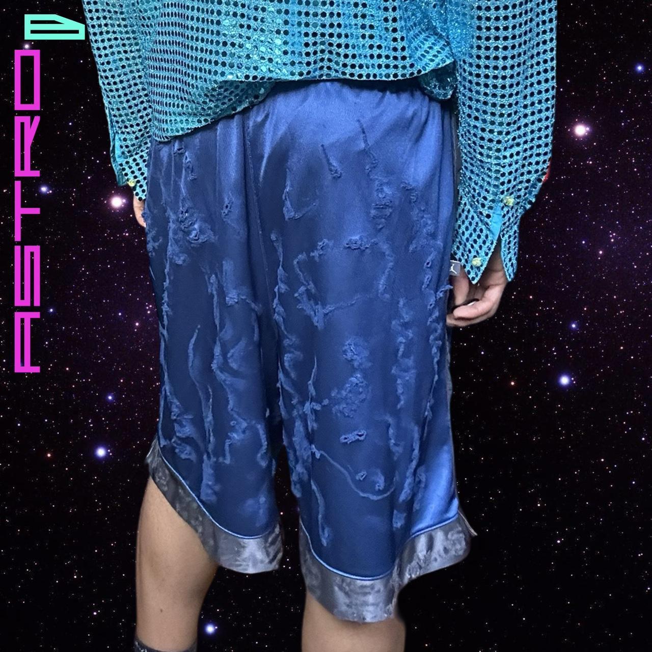 ASTROBOI* Jordan 'Mars' Men's Blue Distressed Athletic Basketball Shorts - XL