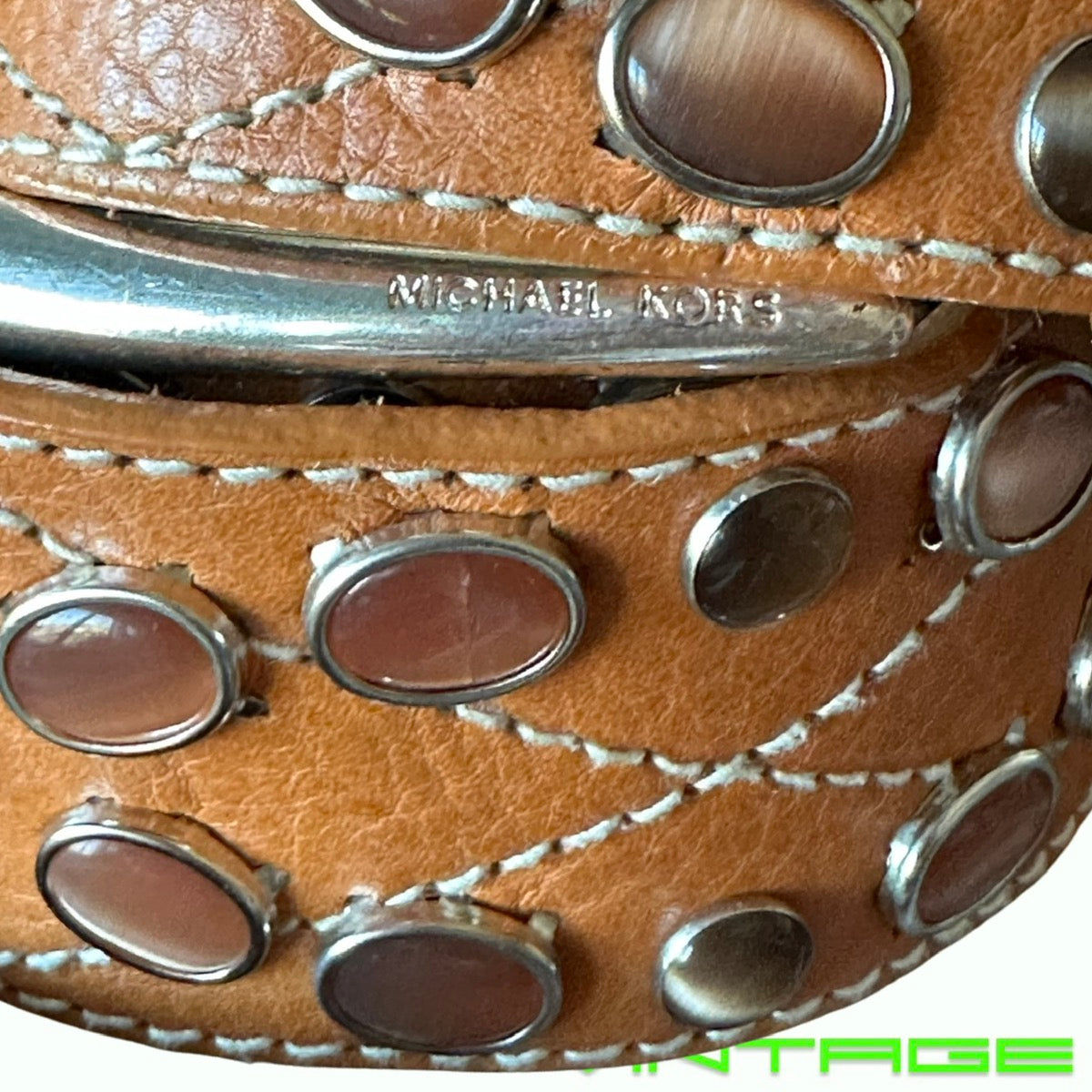 MICHAEL MICHAEL KORS BROWN LEATHER AGATE WESTERN BELT