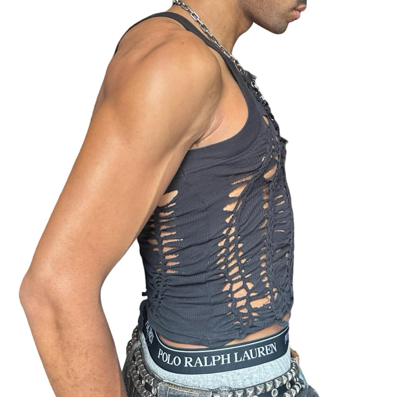 ASTROBOI* 'Aidan' Black Braided Twist G-Unit Tank Top - right