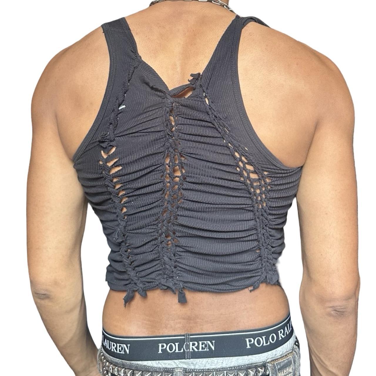 ASTROBOI* x Gildan 'Natt' Black Braided Twist Tank Top - back