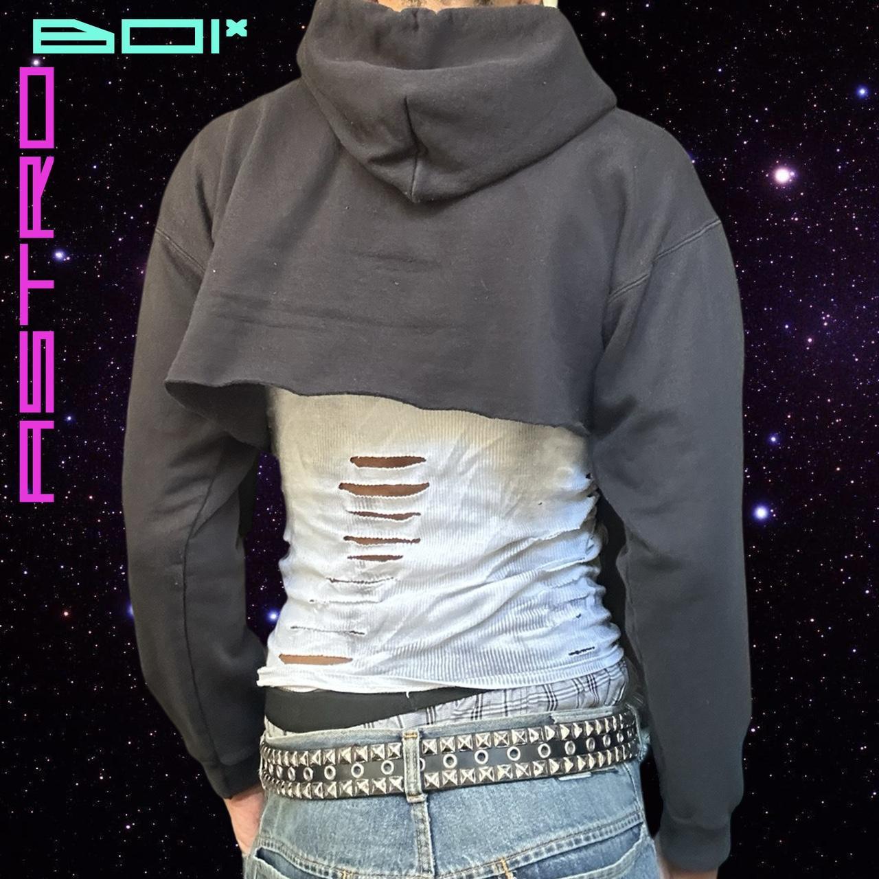 ASTROBOI* THRASHER MAGAZINE BLACK CROPPED RHINESTONE HOODIE_ MEDIUM