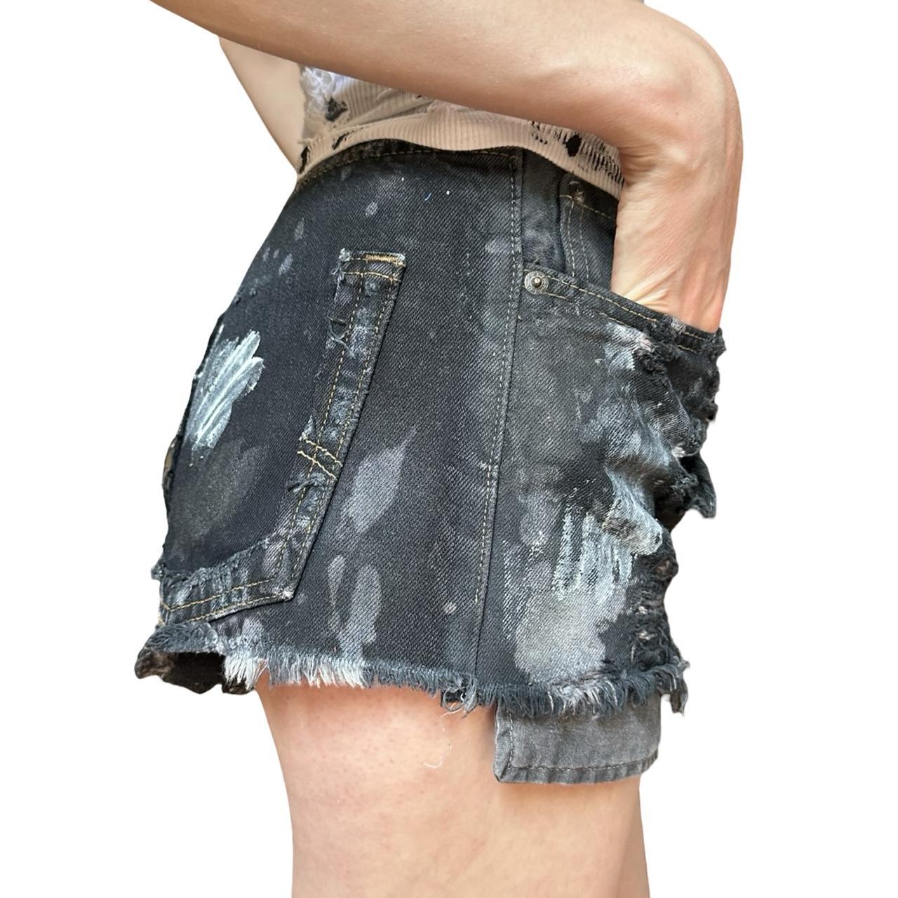 ASTROBOI* x Levi's Womens Ripped Black Denim Painted Mini Shorts - right