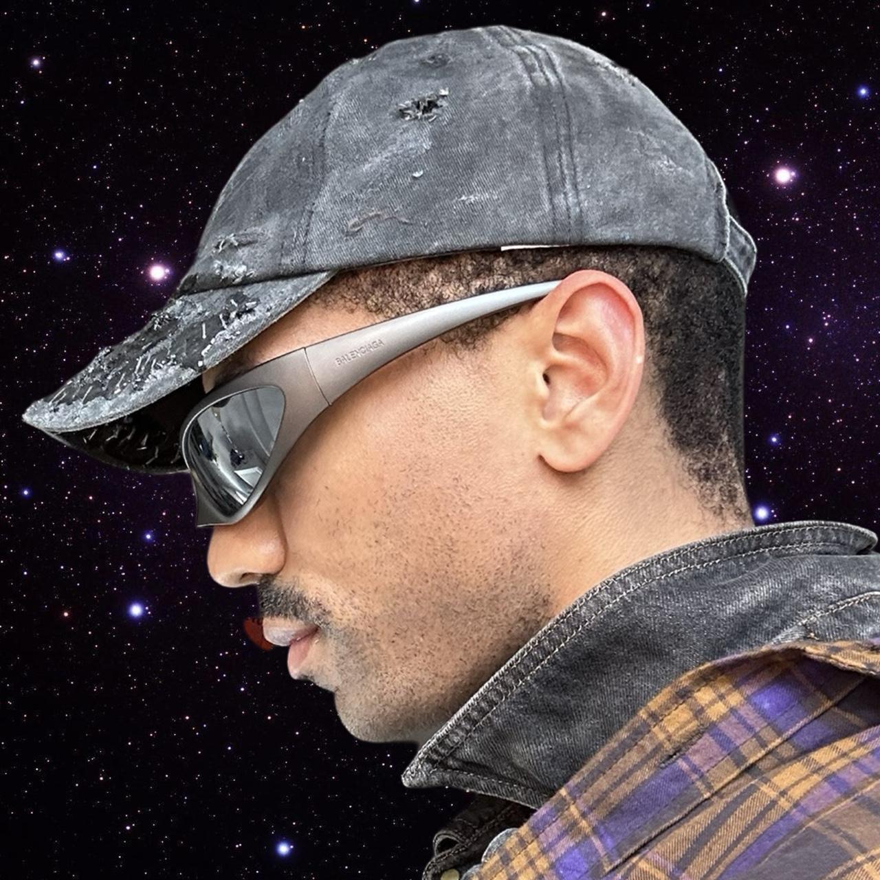 ASTROBOI* 'Stitched Up' Black Stapled Indie Black Resin Hat, left
