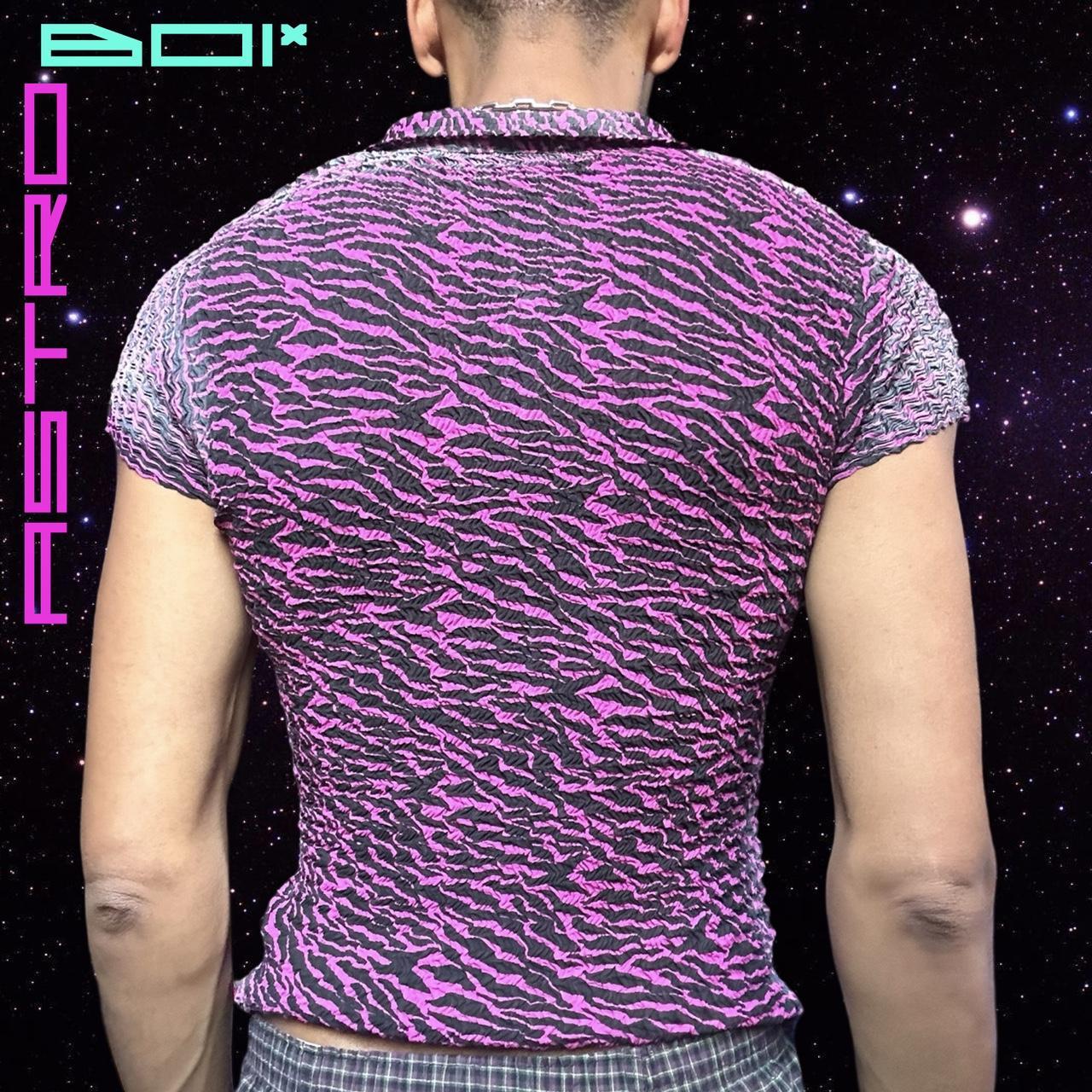 ASTROBOI* Hot Pink/Black Zebra Patterned Pleated Top - Medium