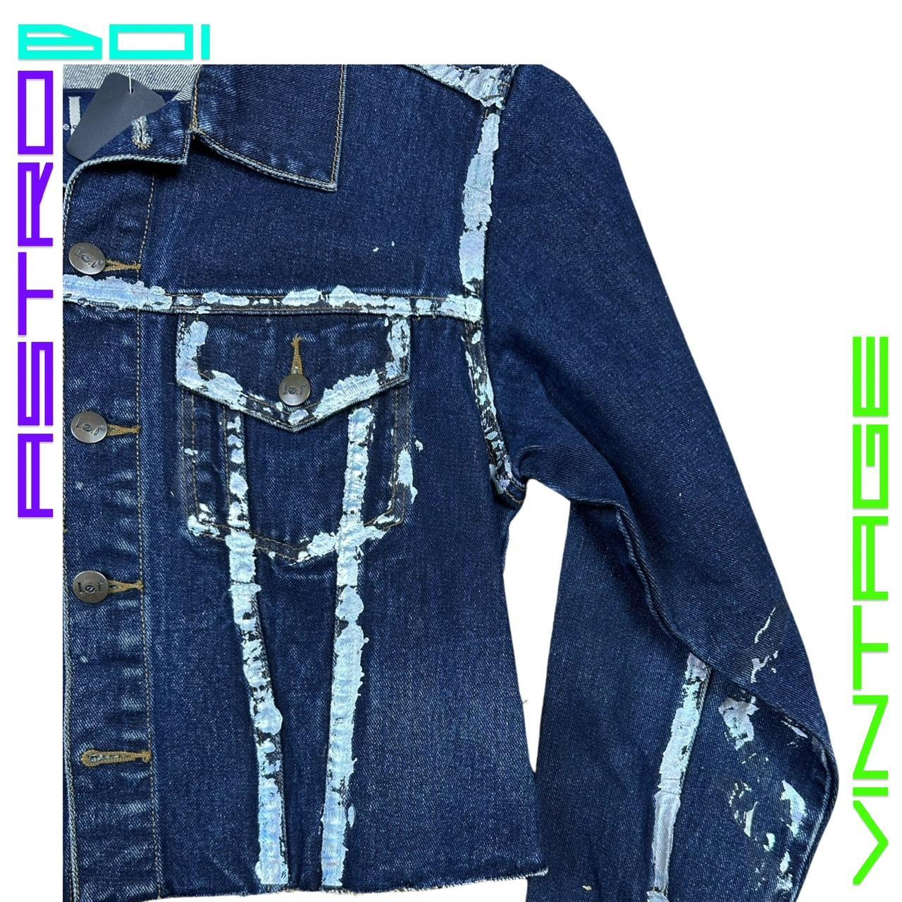 ASTROBOI* CROPPED DENIM JACKET WITH IRIDESCENT PIPING _ MEDIUM