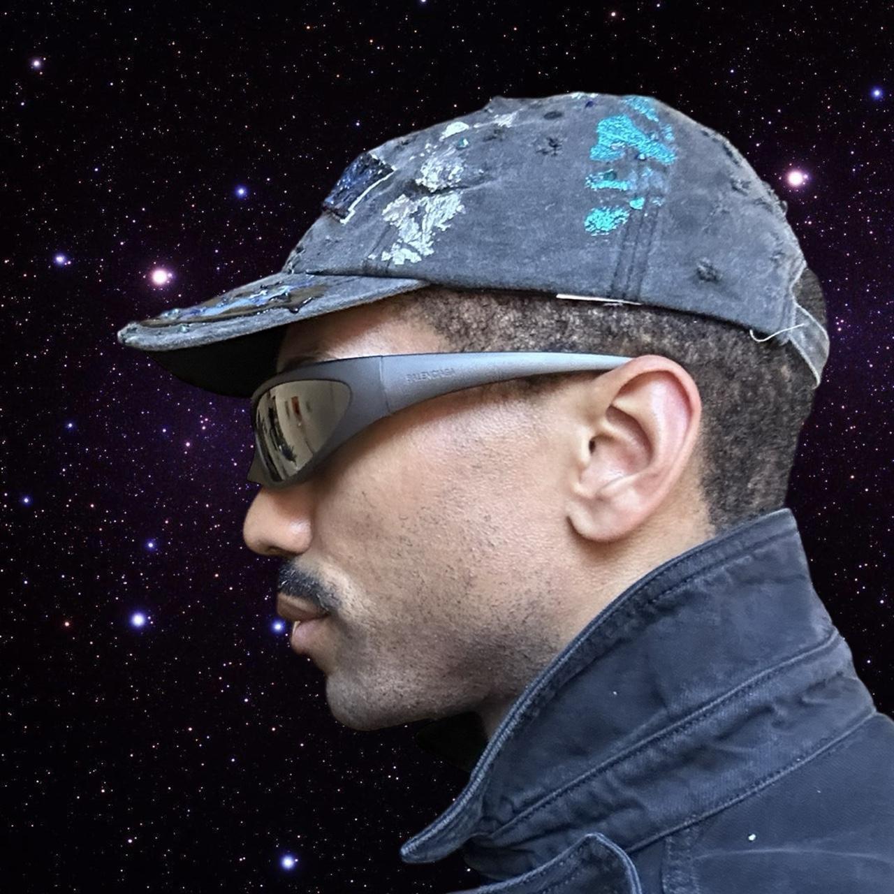 ASTROBOI* 'Plavala' Black Iridescent Painted Rhinestone Resin Hat