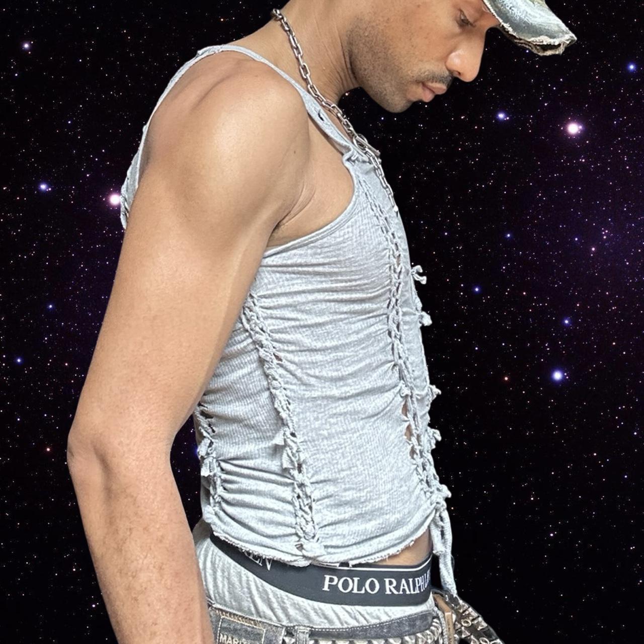 ASTROBOI* 'Concrete' Gray Twist Braided Tank Top - right