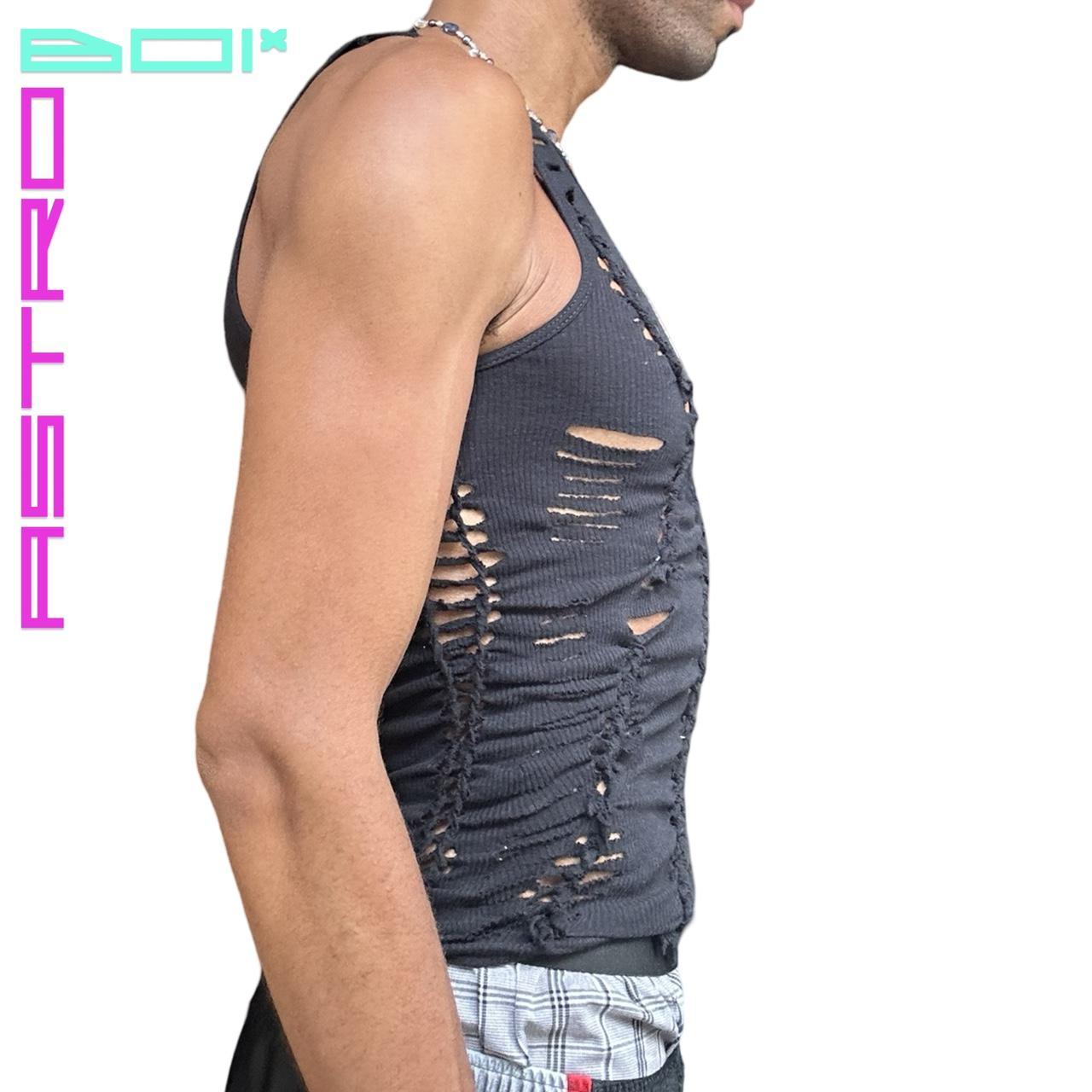 ASTROBOI* CELESTIAL CUT OUT BLACK BRAIDED PARTY TANK TOP_ MEDIUM