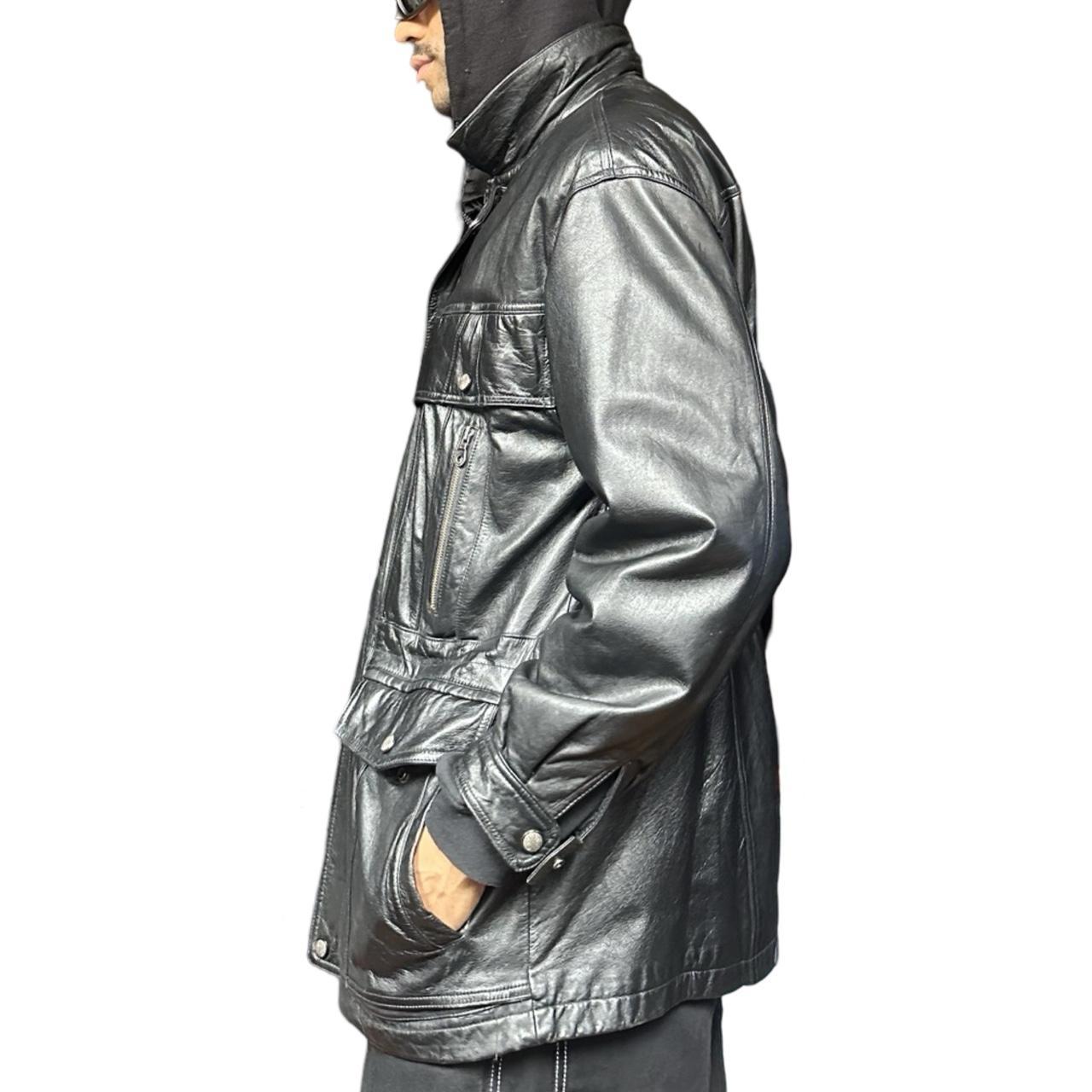 Vintage Global Identity Black Retro Aviation Leather Jacket - Medium