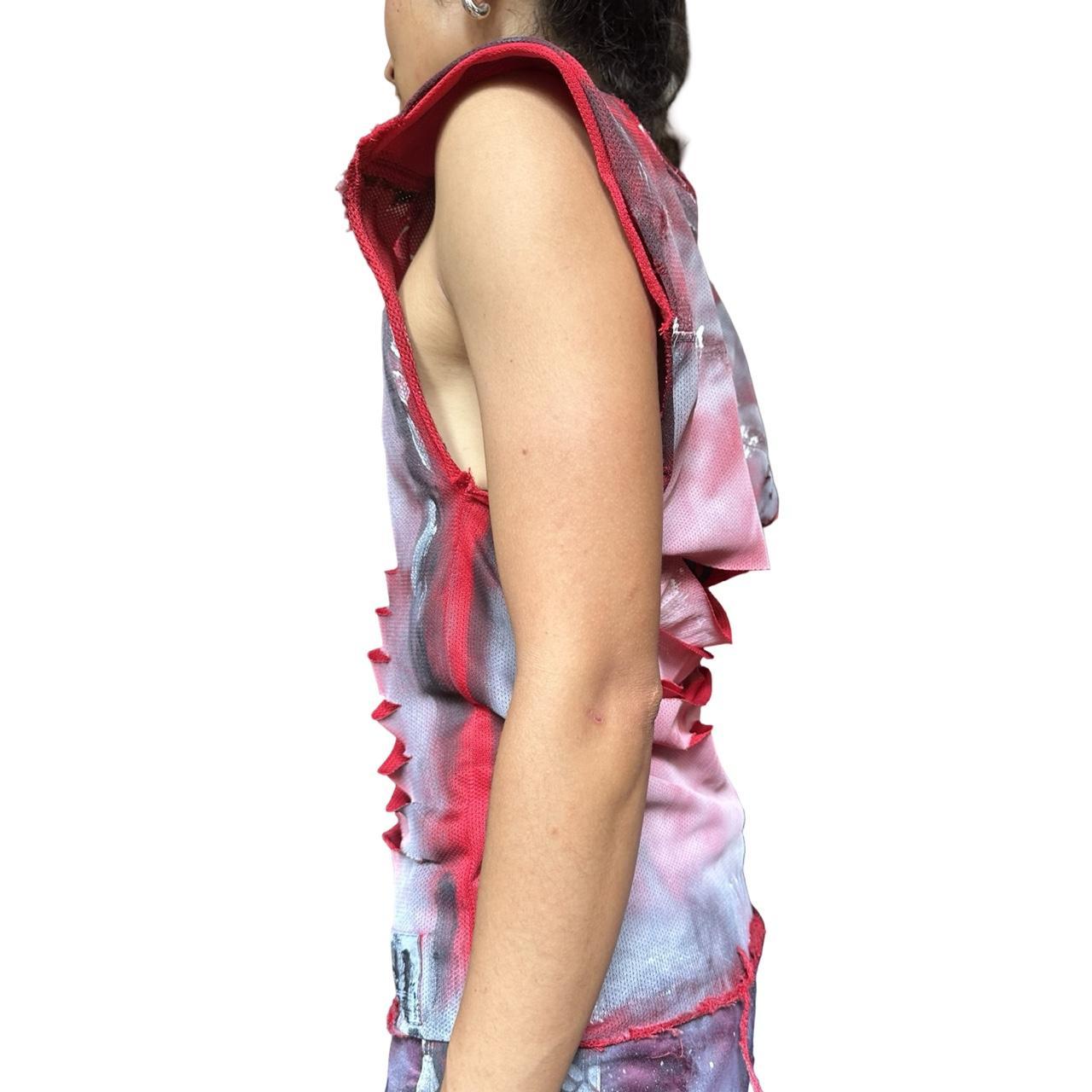 ASTROBOI* 'Burn Out' Red Punk Sleeveless Cut-Off Jersey – left