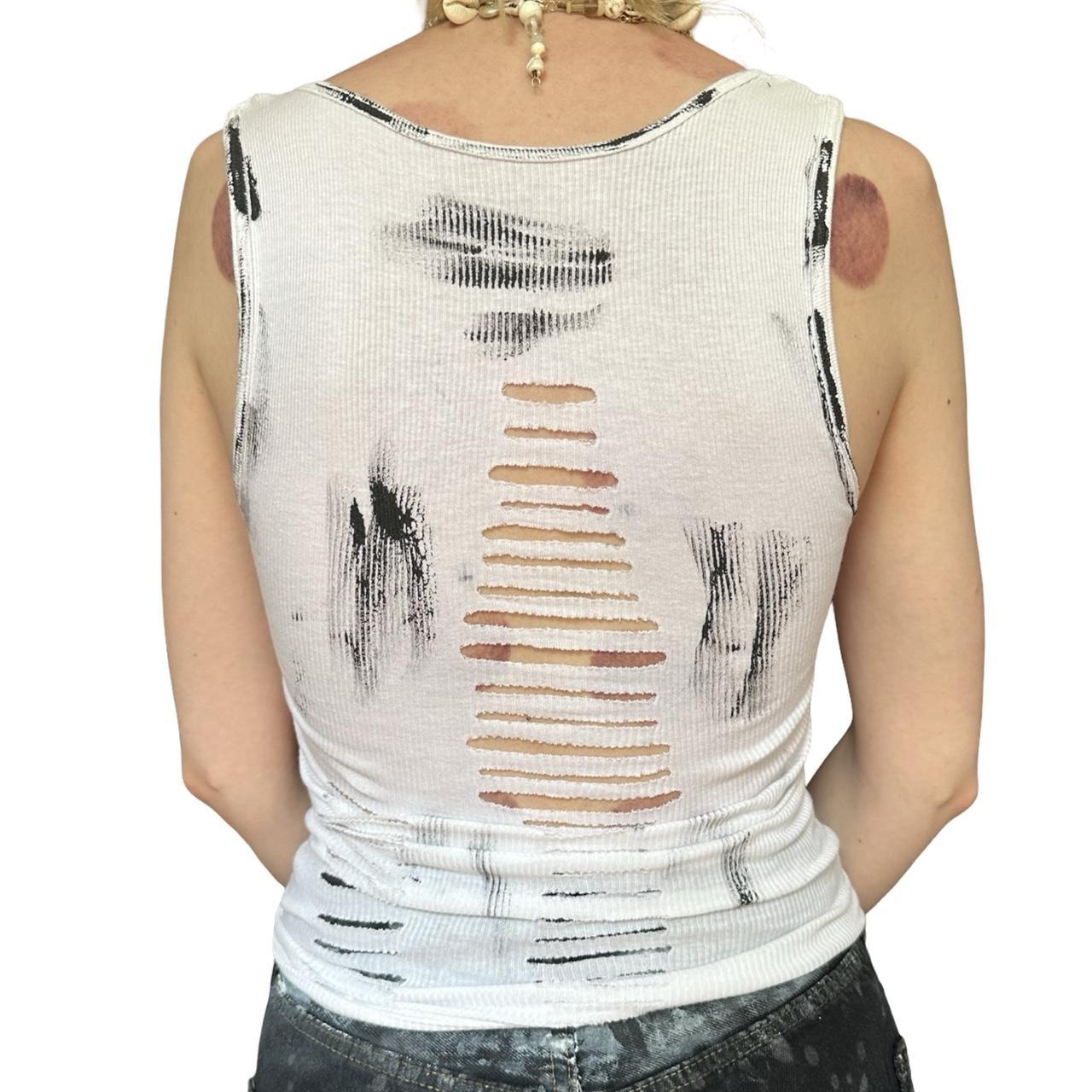 ASTROBOI* 'Yin Yang' White & Black Painted Braided Twist Tank Top - back