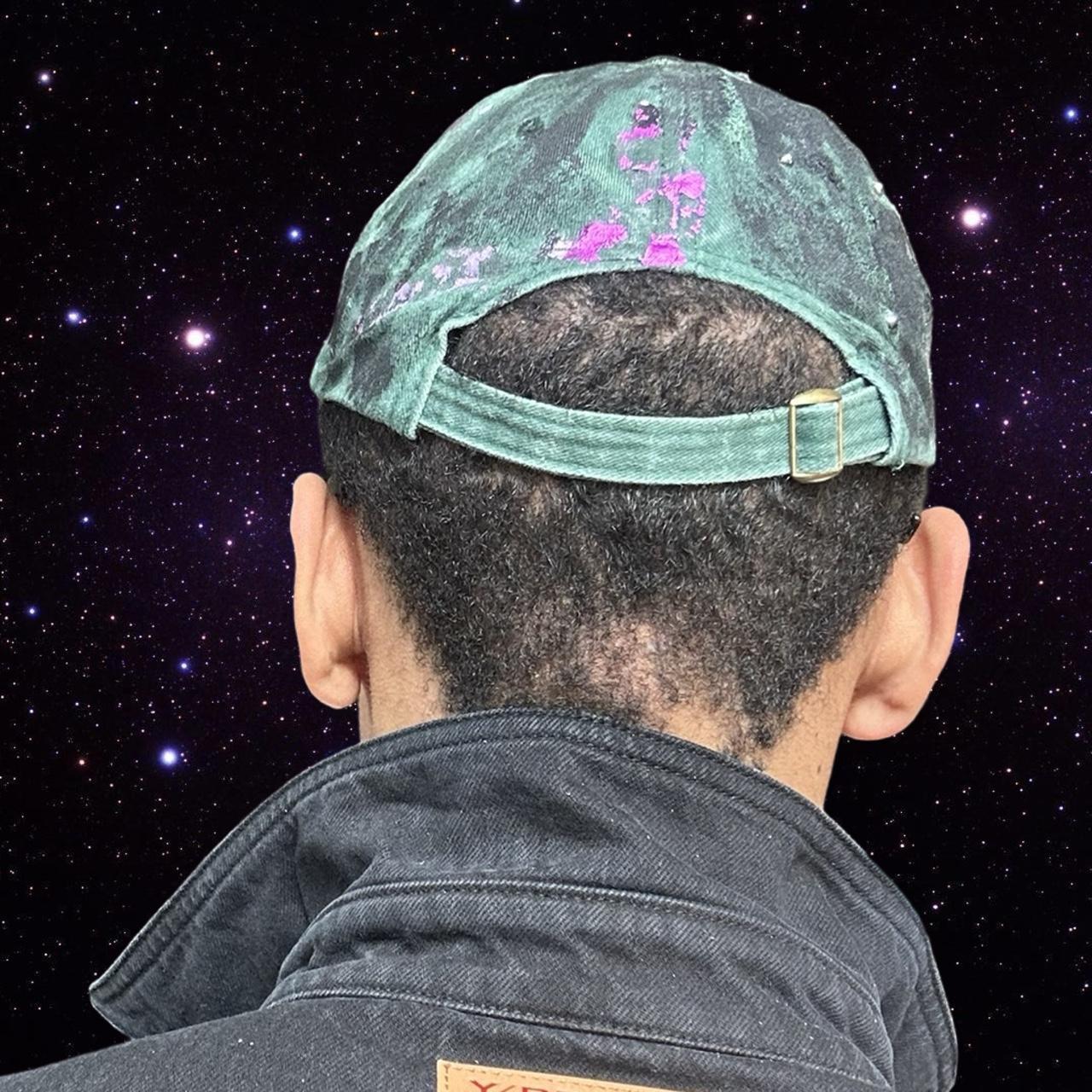 ASTROBOI* 'Paint Slab' Green/Black Distressed Resin Dad Hat - back