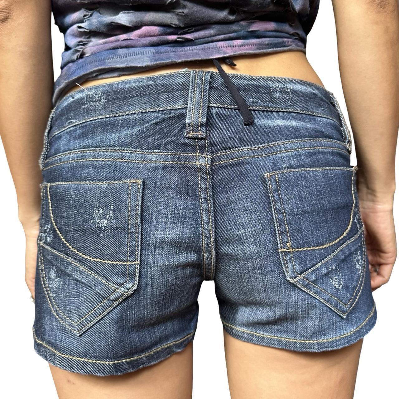 WF by Wallflower Y2K Blue Faded Low Rise Denim Shorts - back