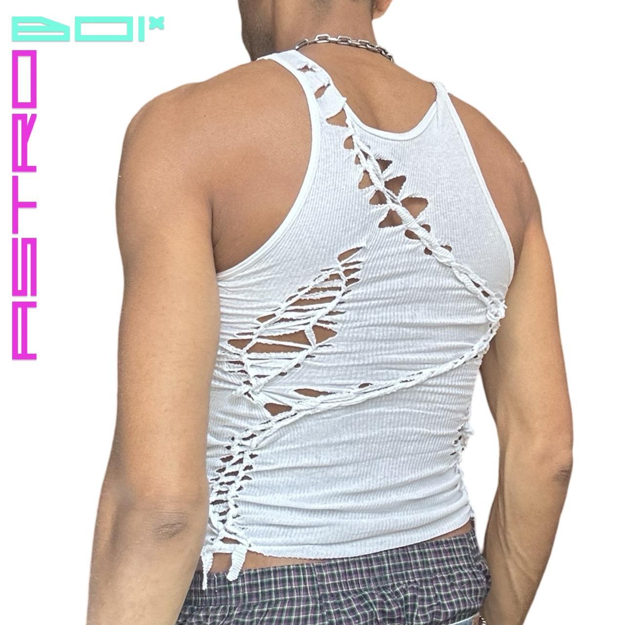 ASTROBOI* 'Cosmo' White Braided Sleeveless Tank Top - Medium