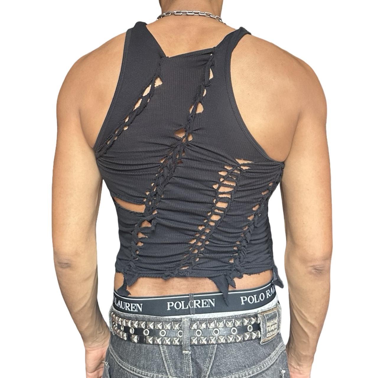 ASTROBOI* x Gildan 'Obsidionyx' Black Braided Twist Tank Top - back