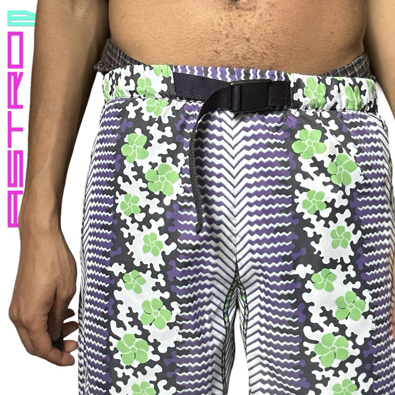 OPENING CEREMONY X COLUMBIA PURPLE & GREEN FLORAL PRINT SWIM SHORTS