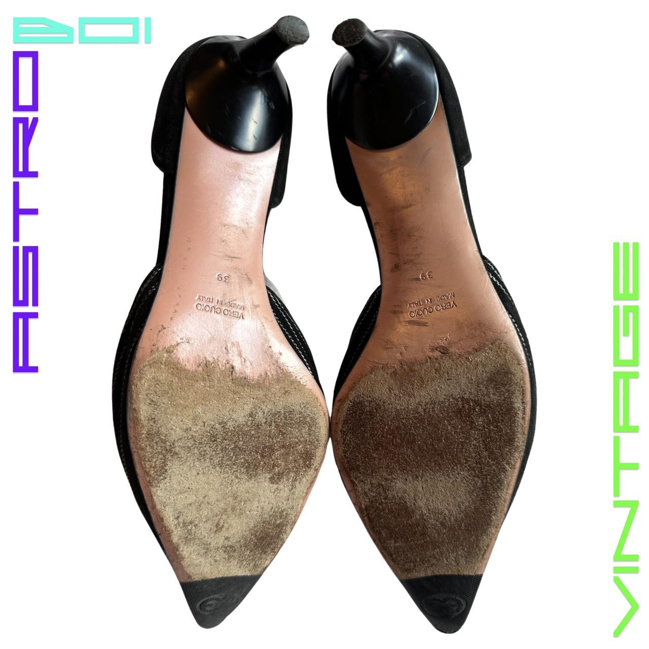 VINTAGE ESCADA SUEDE WESTERN HEELS_ BLACK_ 39