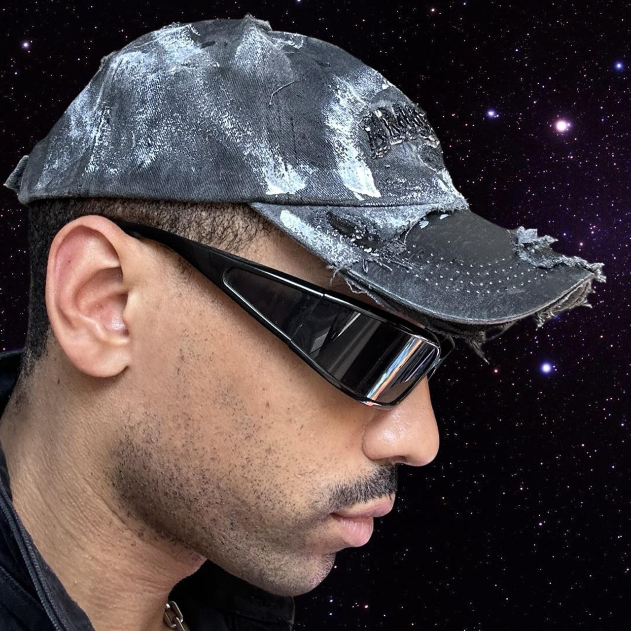 ASTROBOI* Brooklyn Painted Black Distressed Resin Hat - right