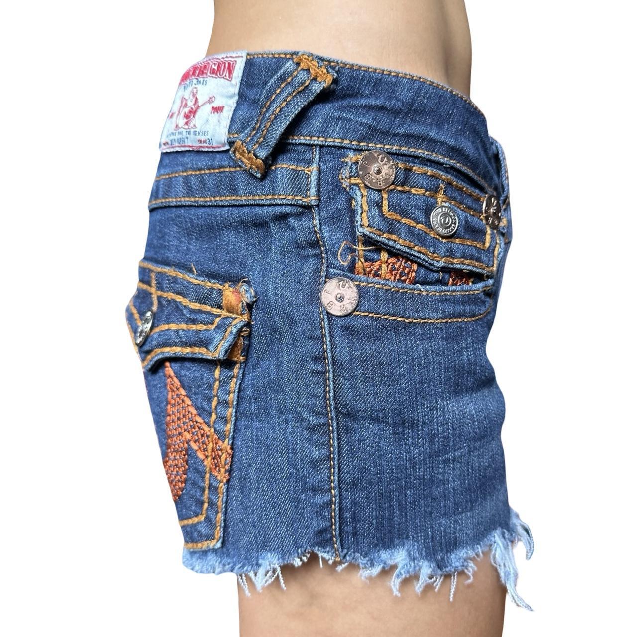 Vintage True Religion Y2K Blue Faded Denim Shorts - right