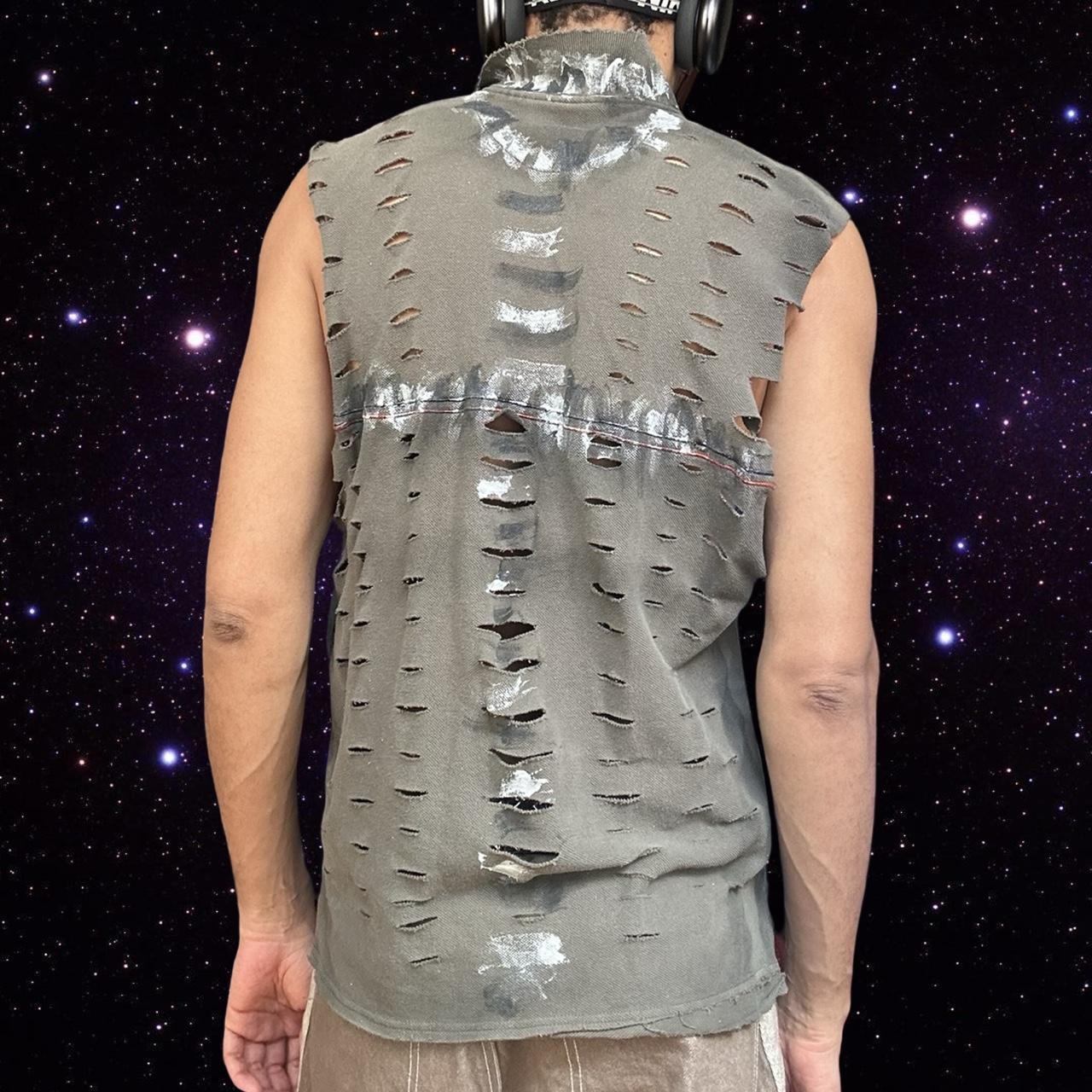 ASTROBOI* Grey Grunge Painted Sleeveless Polo - back