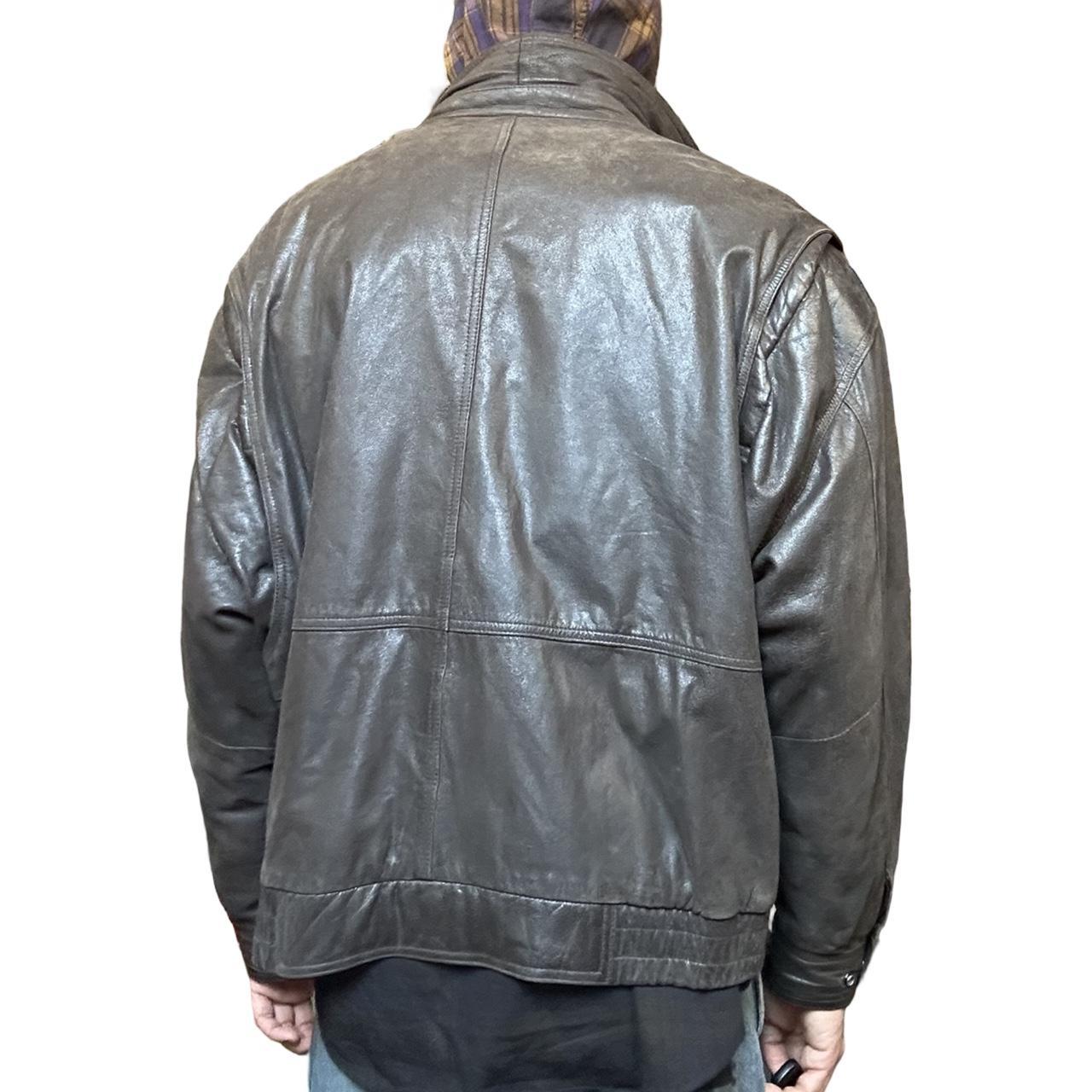 Vintage Canton Ridge Retro Brown Leather Bomber Jacket , back