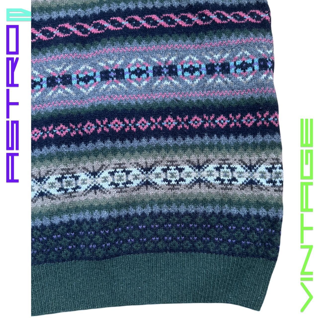 GANT Green Fair Isle V-Neck Sweater Vest - Small