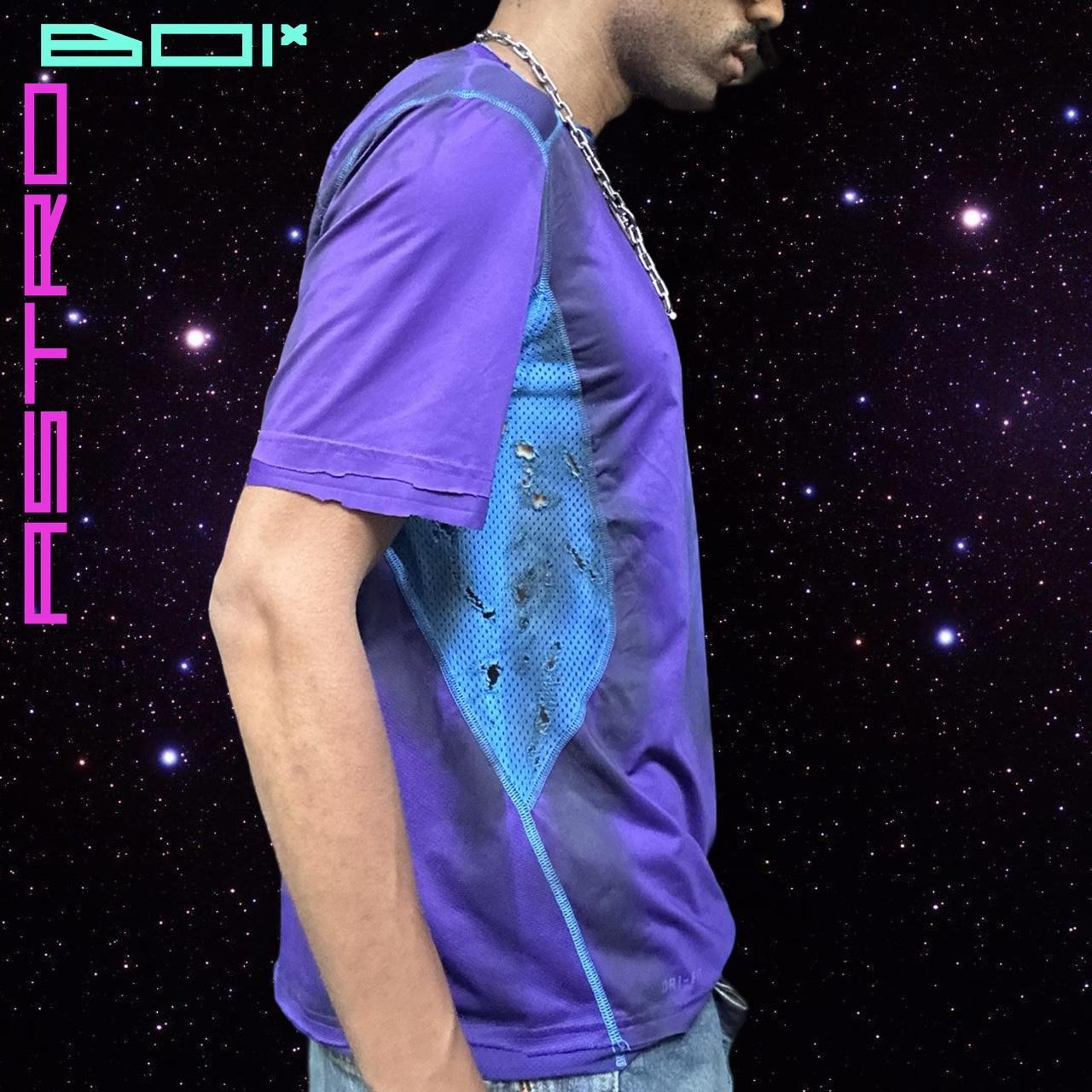 ASTROBOI* x NIKE PRO PURPLE GRUNGE TATTERED T-SHIRT _ LARGE