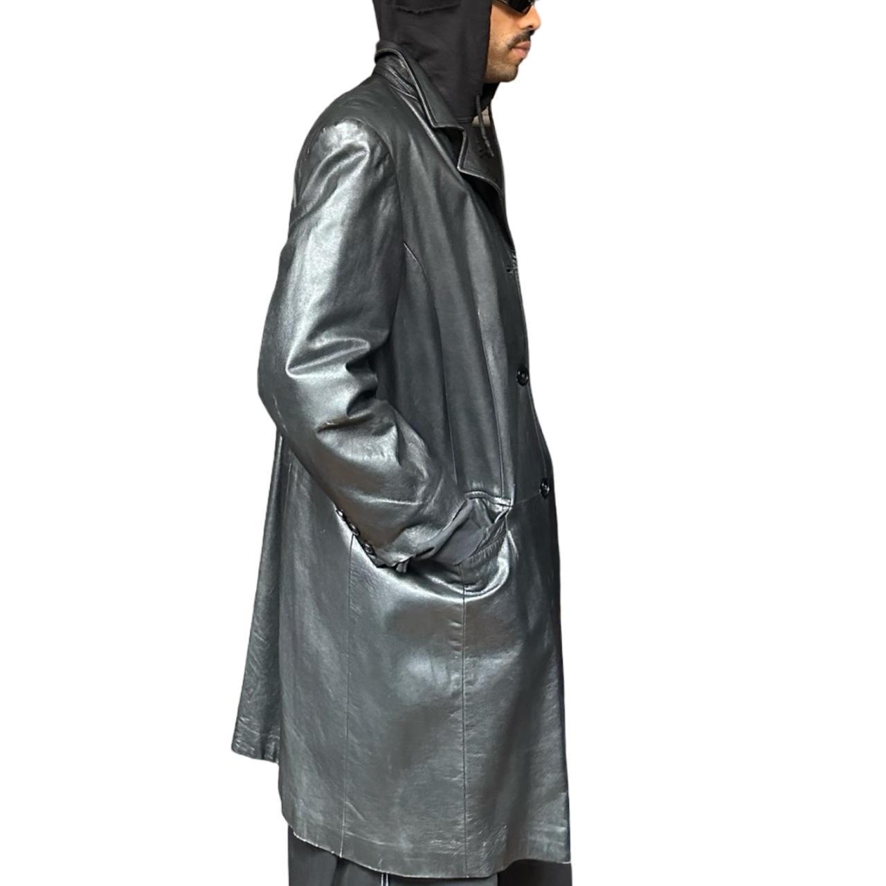 Vintage Marvin Richards Black Long Leather Trench Coat - XL
