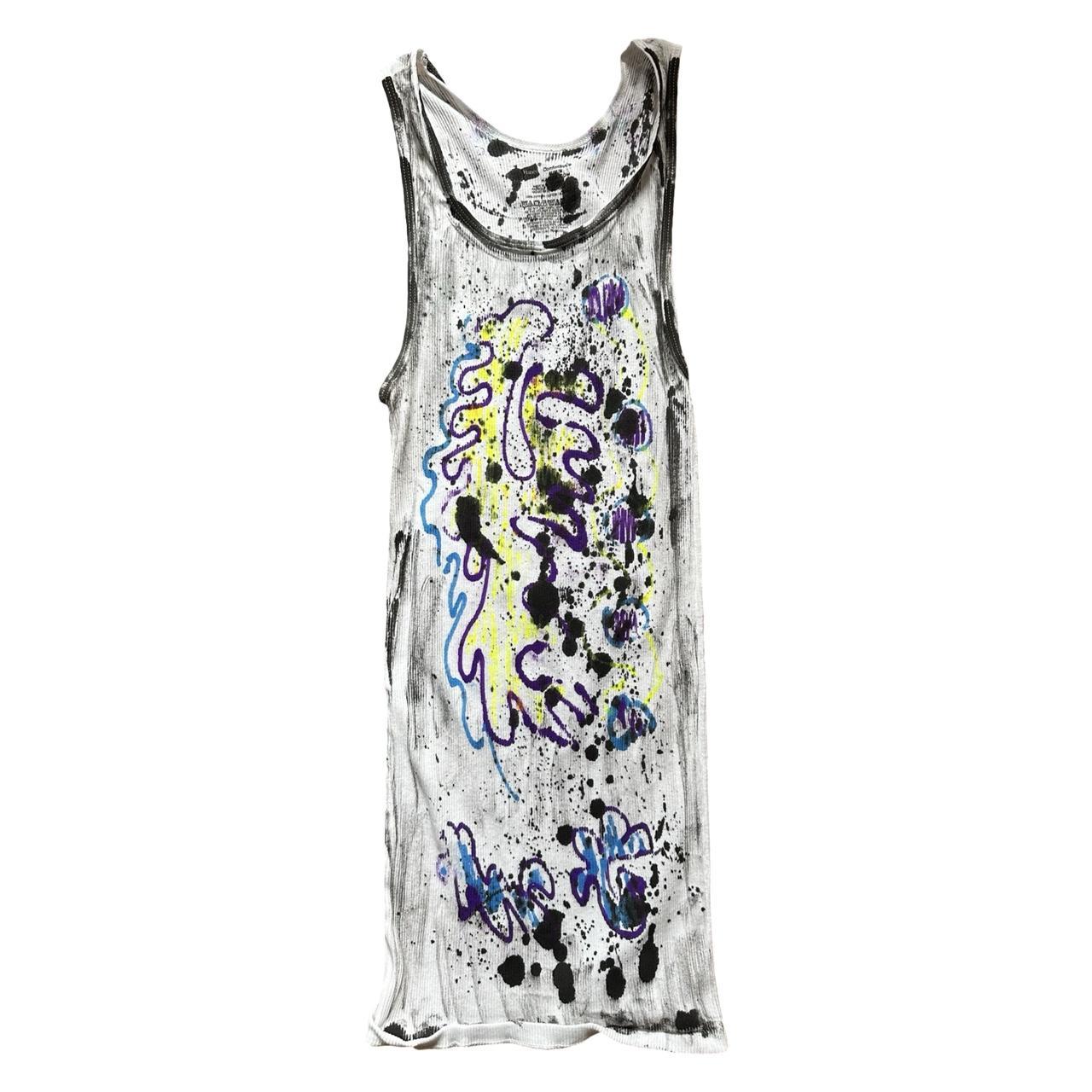 ASTROBOI* x Hanes 'Skies' White Graphic Print Tank Top - flat front
