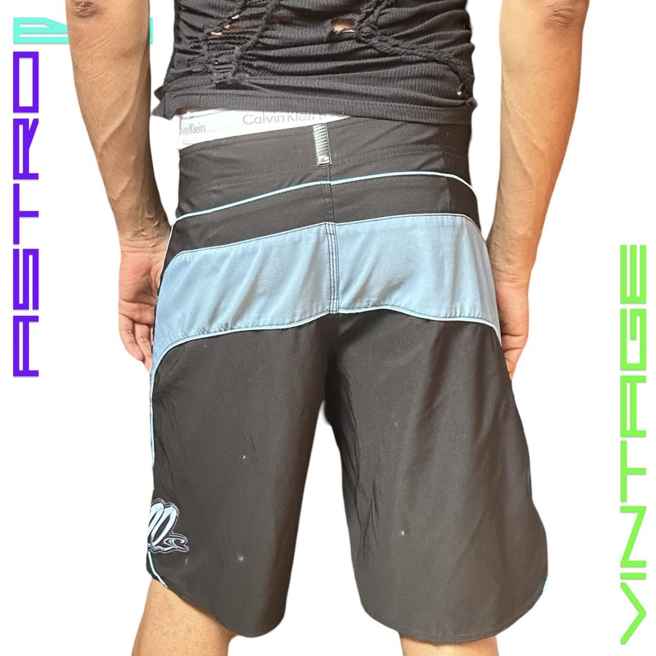 O'NEILL BLACK SURFER BOARD SWIM SHORTS WITH BABY BLUE COLOR BLOCKING _ XL