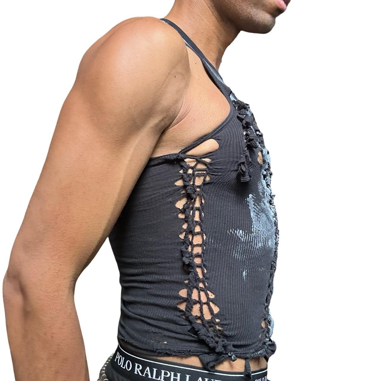 ASTROBOI* 'Shadow Play' Gildan Black Twist Braided Tank Top - right