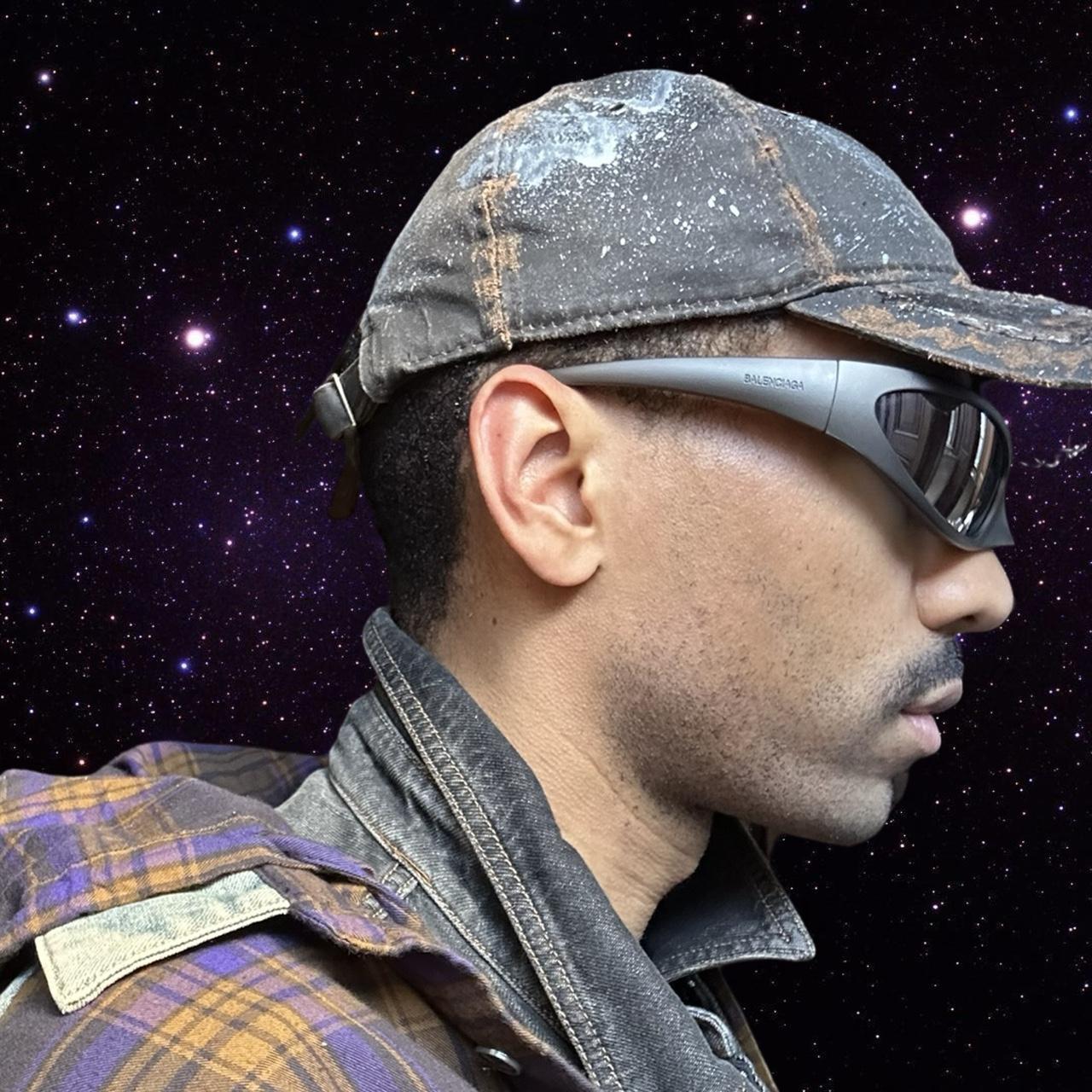 ASTROBOI* Paint Splatter & Pierced Brown Leather Resin Hat right