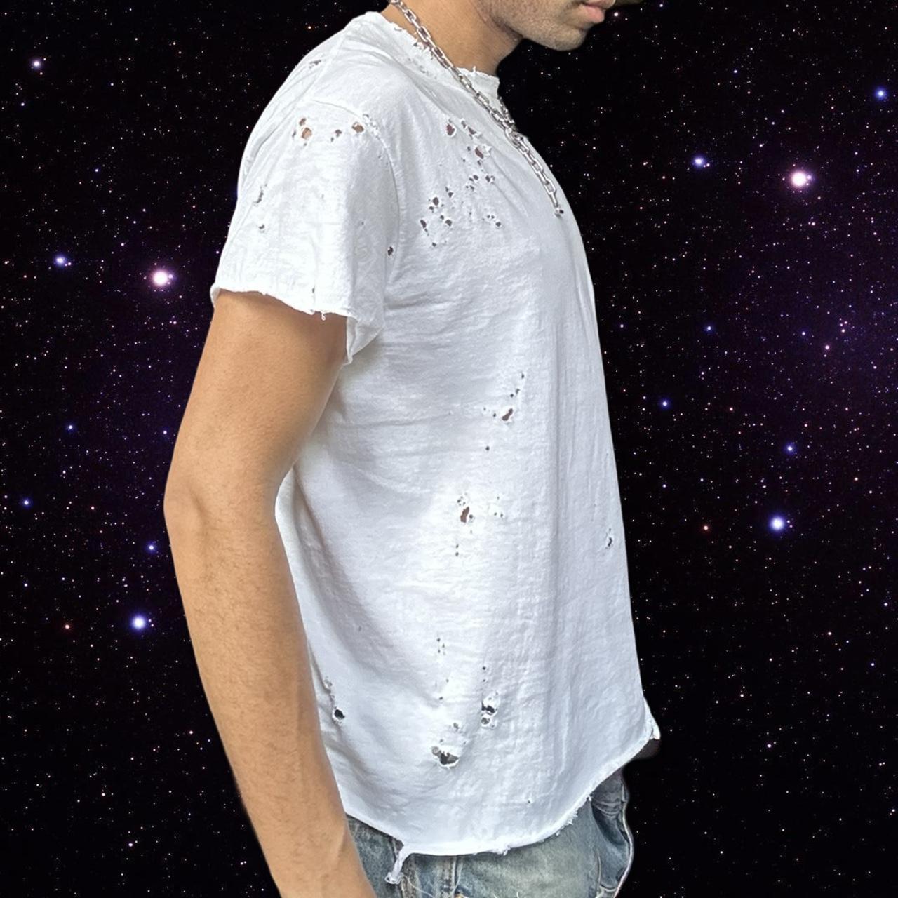 ASTROBOI* x Gildan Perfect White Ripped Grunge Heavyweight T-shirt - right