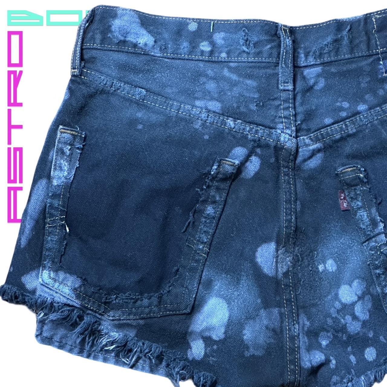 ASTROBOI* X LEVIS RIPPED BLACK BLEACHED DENIM SHORTS_ 29"