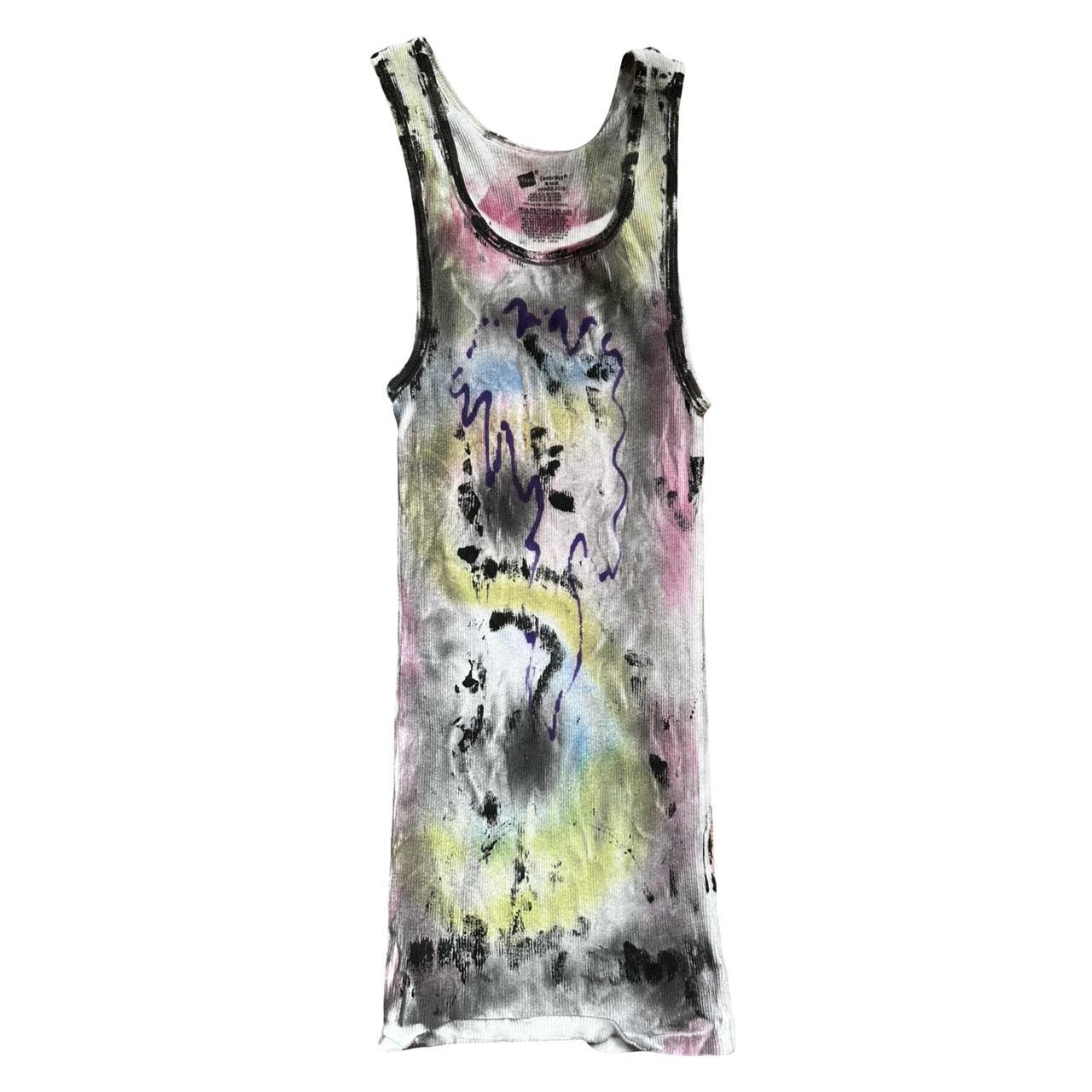 ASTROBOI* x Hanes 'Plum' White Graphic Print Tank Top - flat front