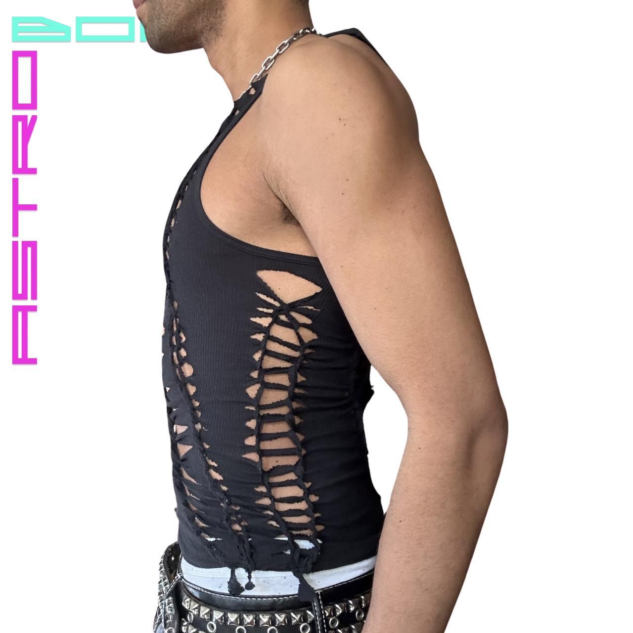 ASTROBOI* 'DIAGONAL' BLACK BRAIDED TANK TOP _ MEDIUM
