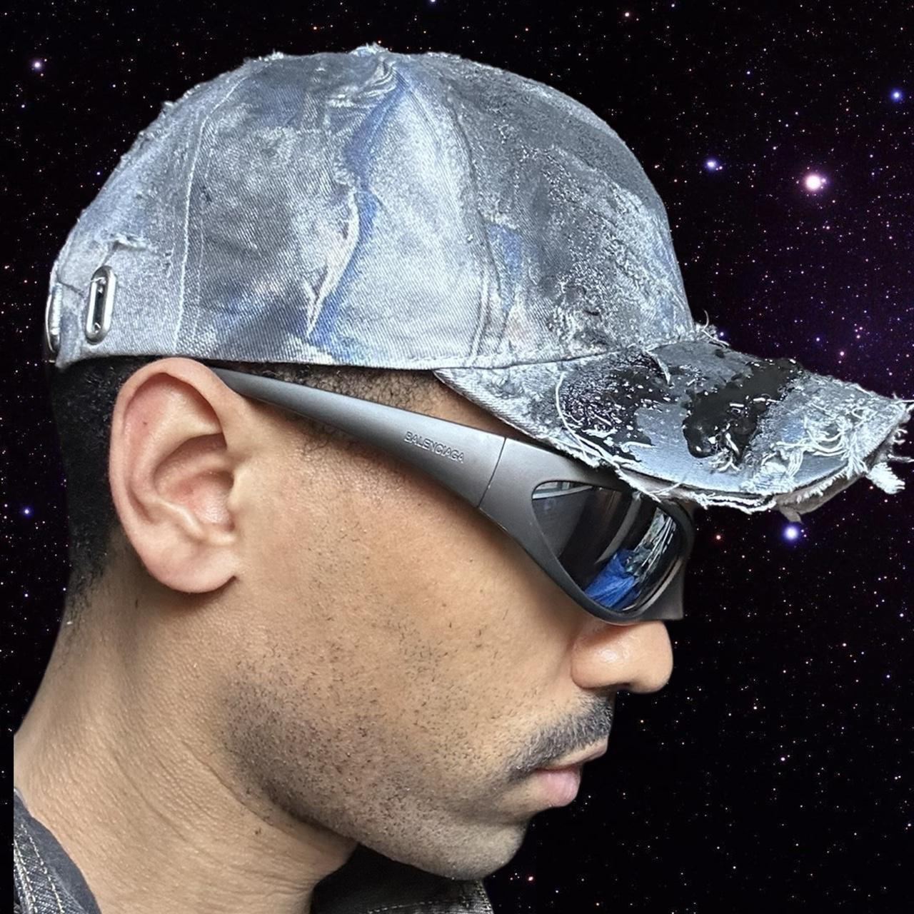 ASTROBOI 'Y's' Trompe L'oeil Denim Print Resin Hat, right