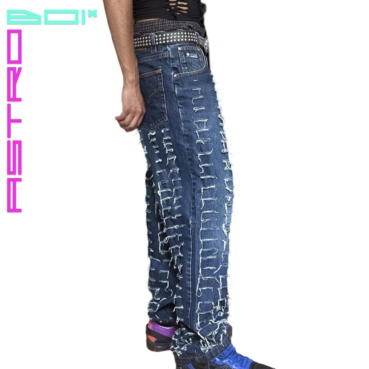 ASTROBOI* SLASH TIERS BLUE FADED GRUNGE JEANS _ 31"